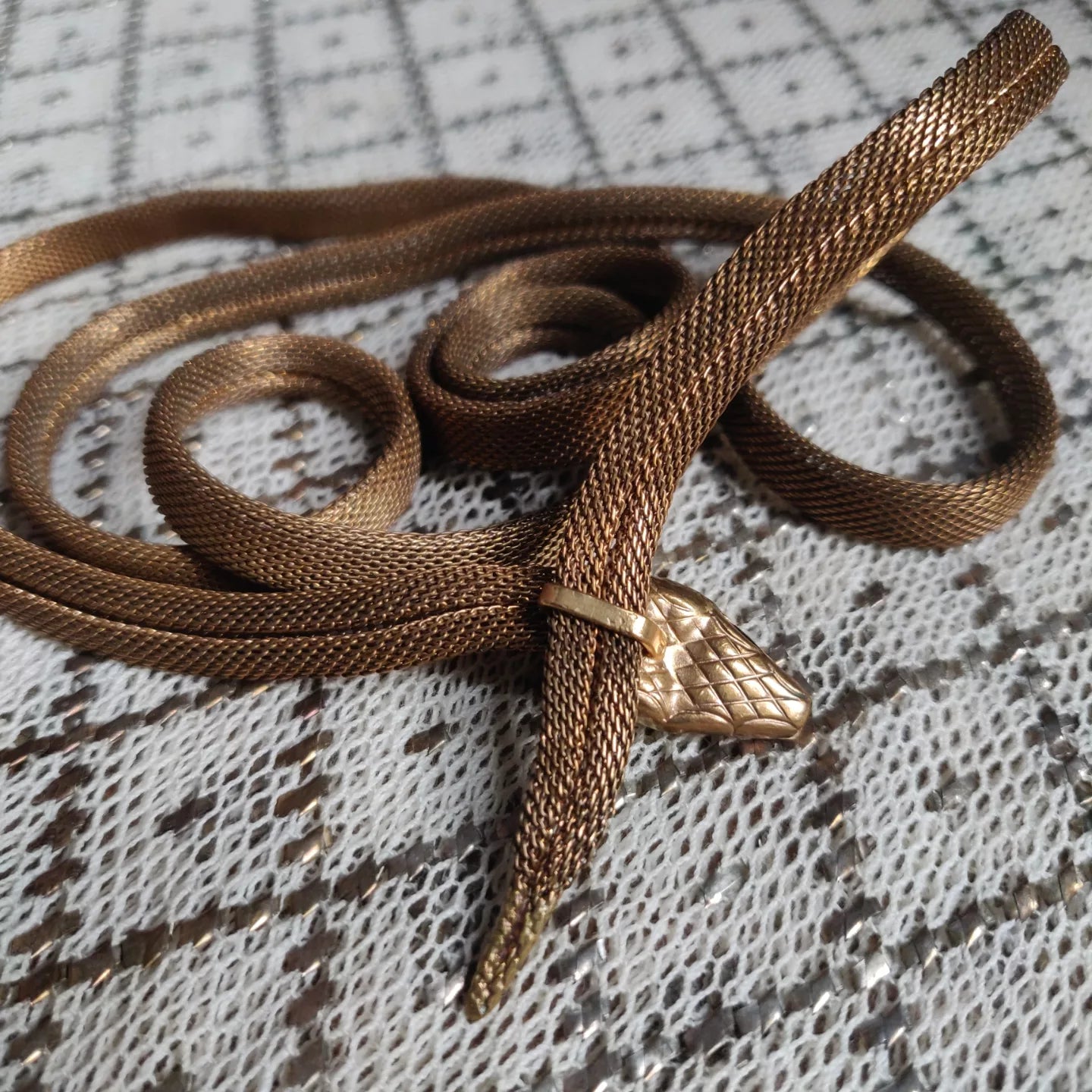 Rare 1920s Brass Mesh Snake
