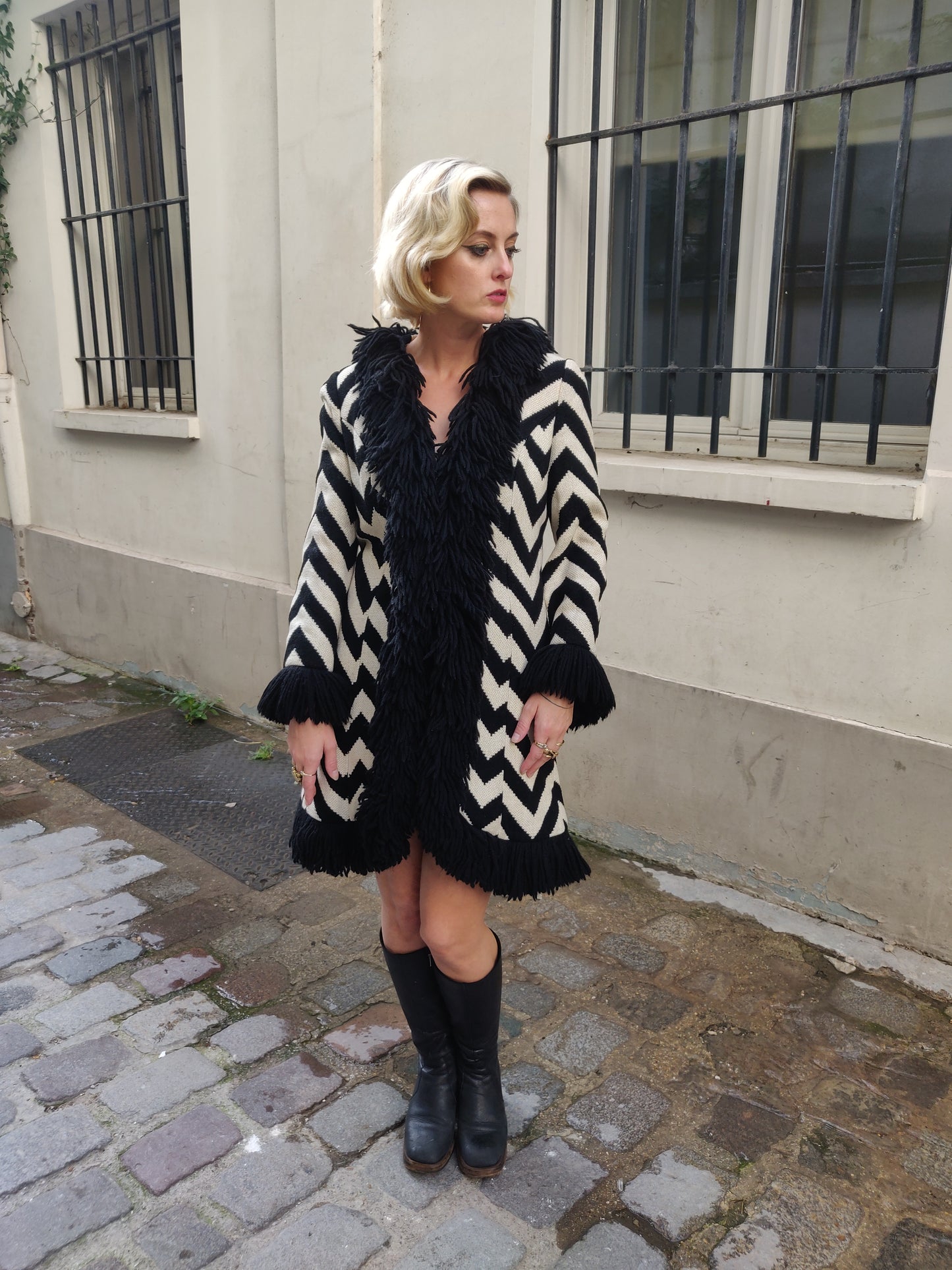 1960s Lilli Ann Chevron Fringe Coat