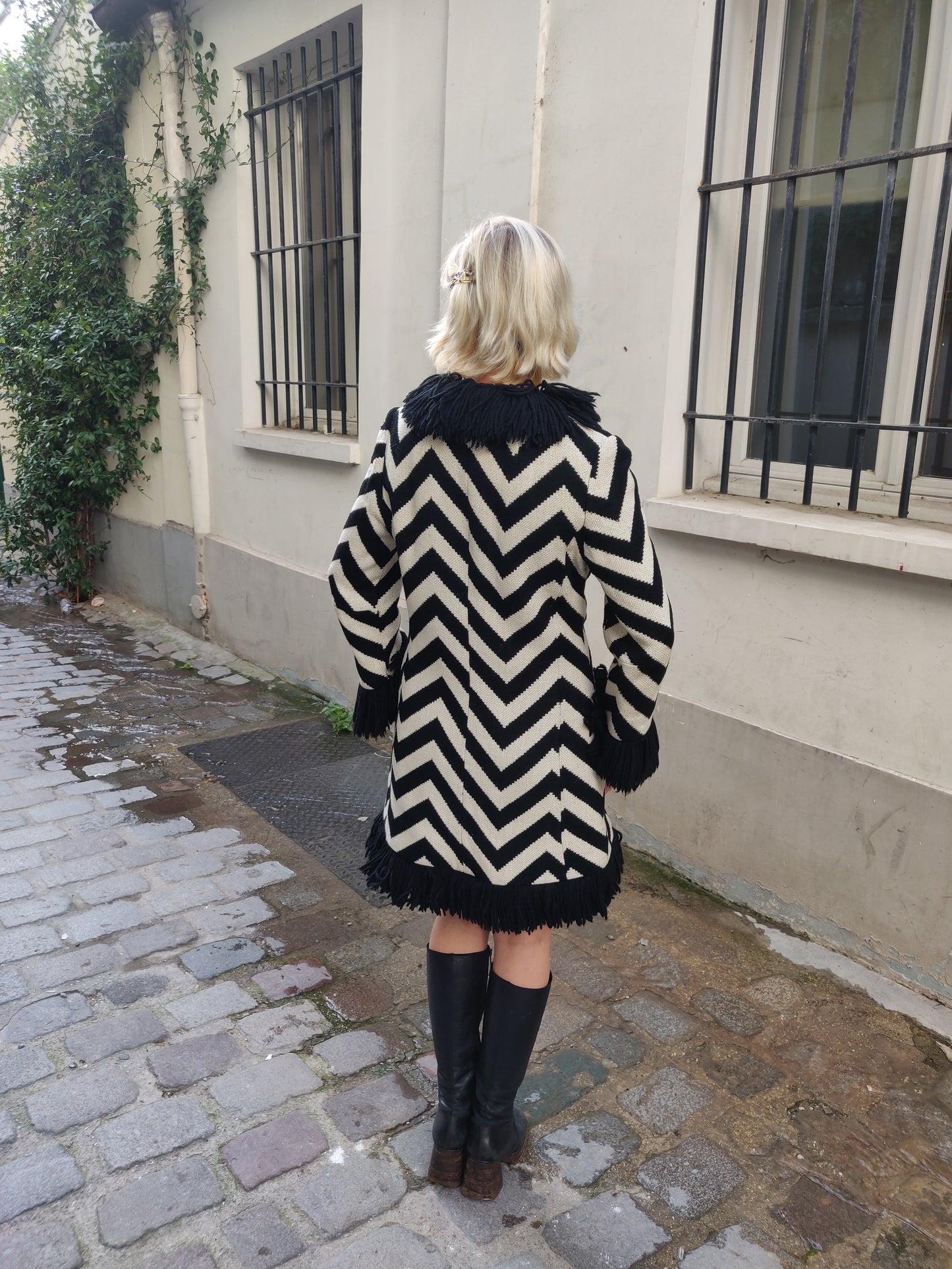 1960s Lilli Ann Chevron Fringe Coat