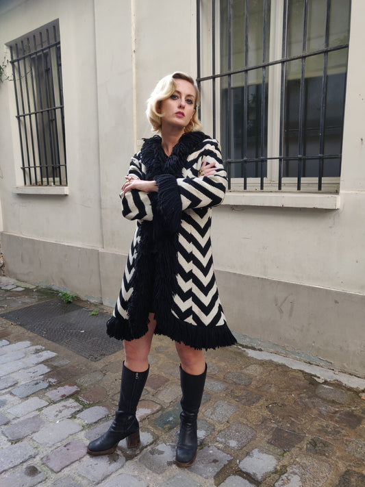 1960s Lilli Ann Chevron Fringe Coat
