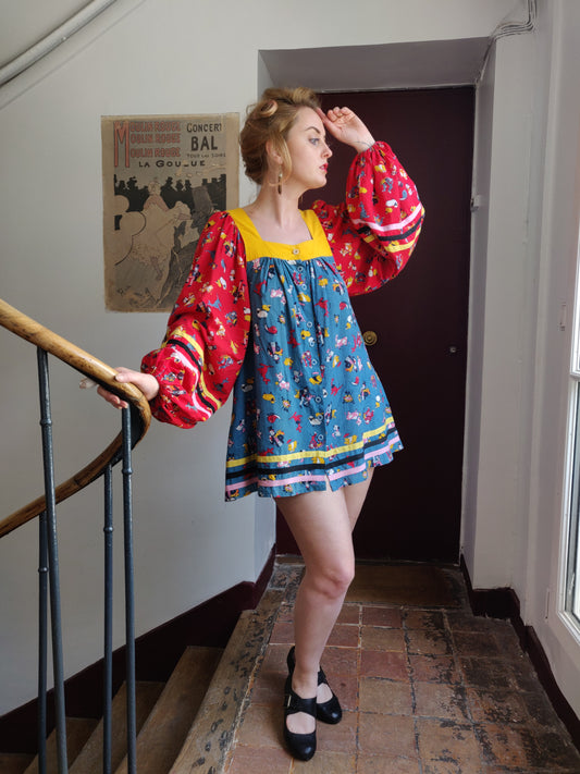 1960s Jeff Banks Novelty Print Mini Dress