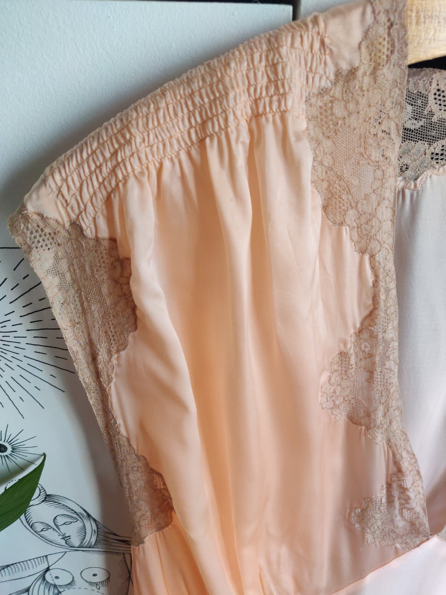 1950s Peachy Pink French Satin Nightgown