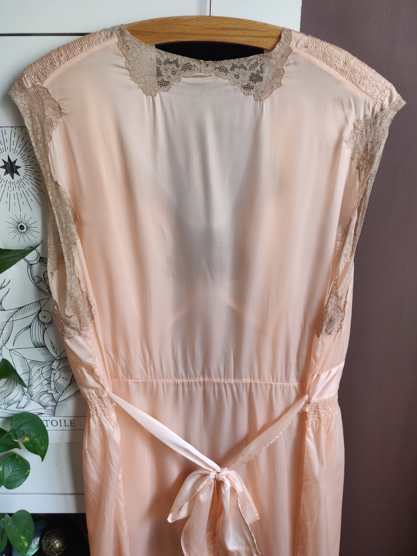 1950s Peachy Pink French Satin Nightgown