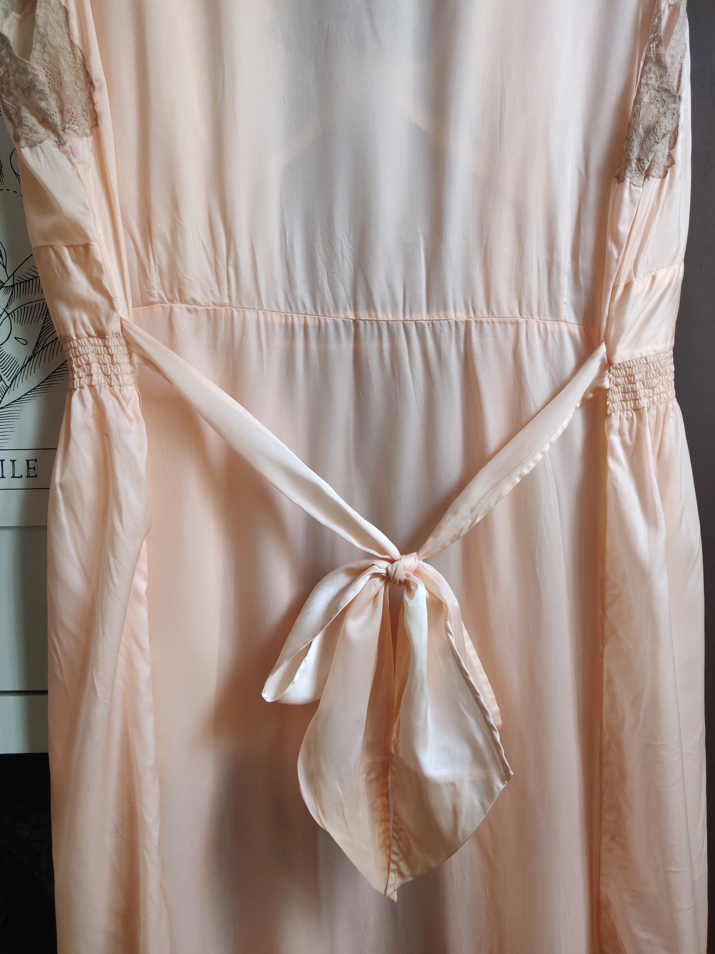 1950s Peachy Pink French Satin Nightgown