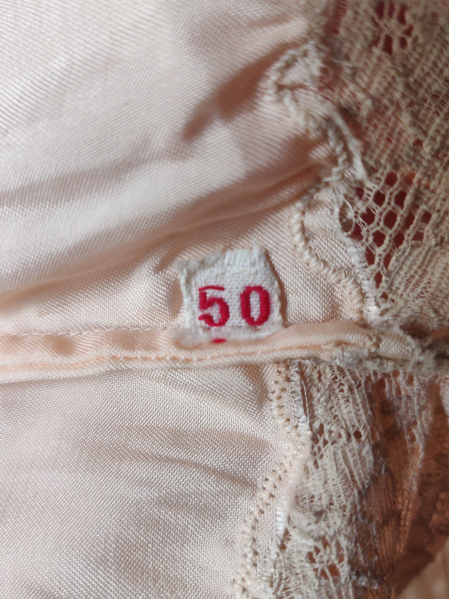 1950s Peachy Pink French Satin Nightgown