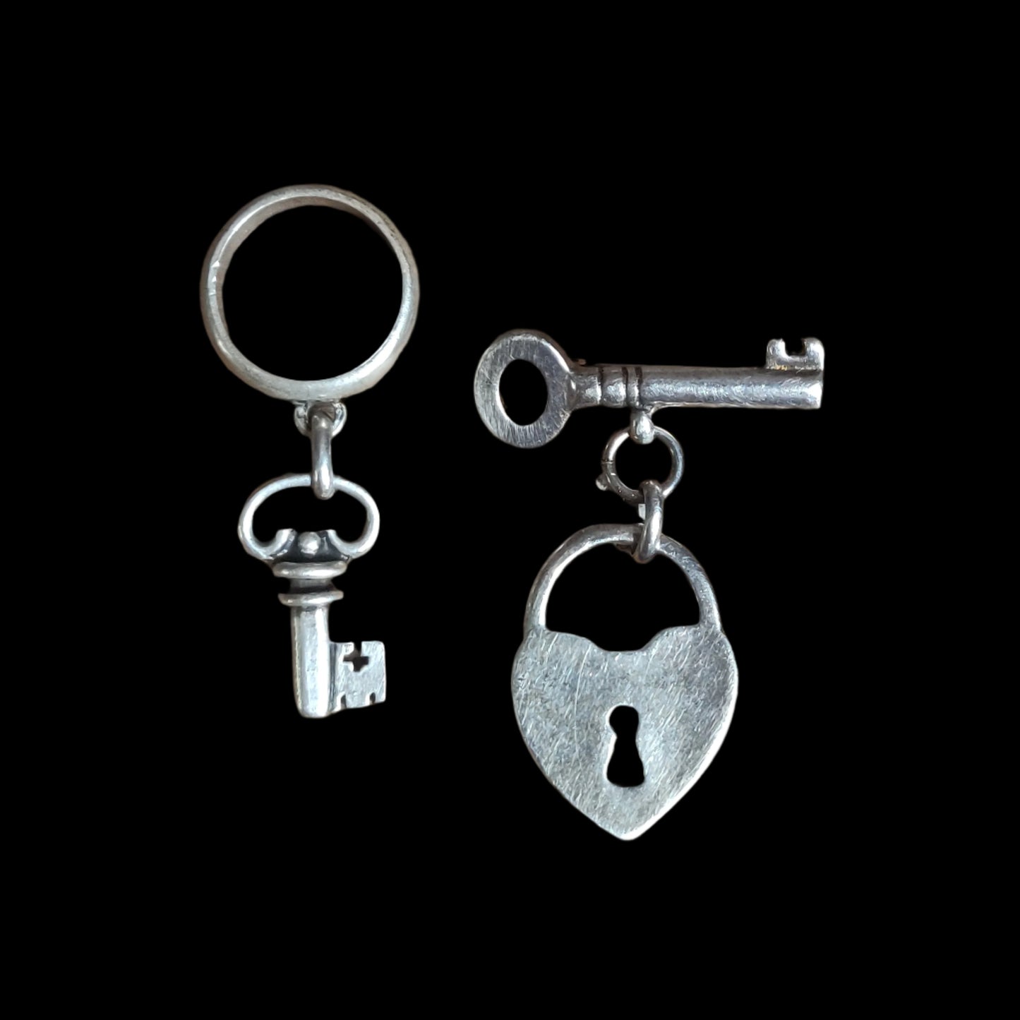 Vintage Key To My Heart Brooch and Ring Set