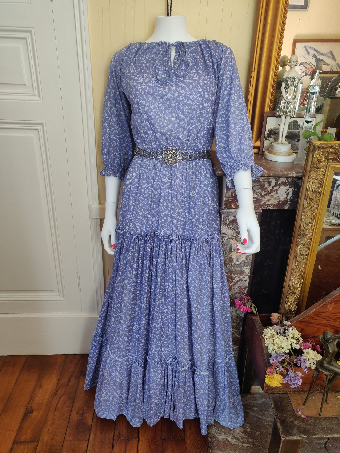 Laura Ashley Dark Blue Calico Dress
