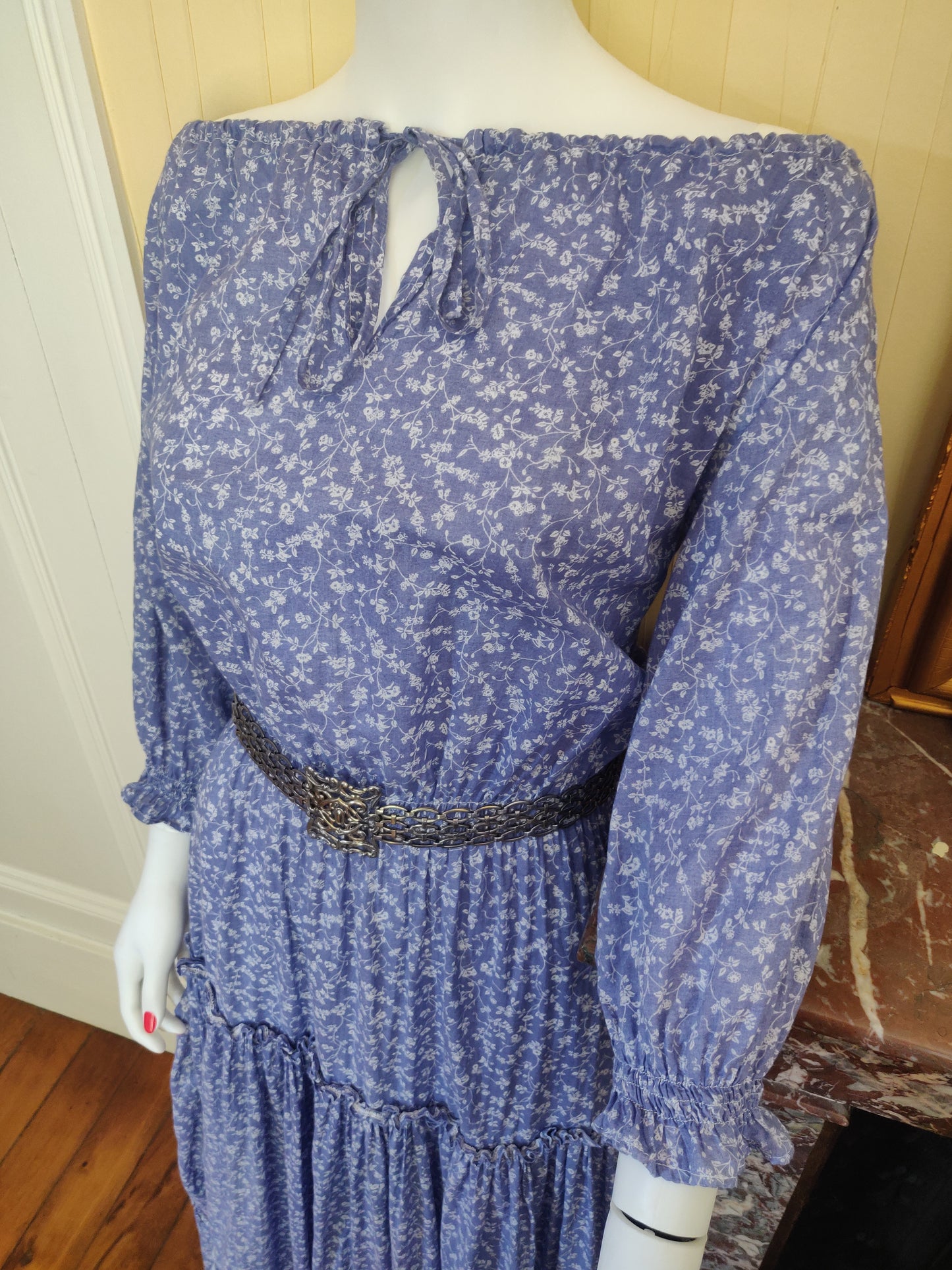 Laura Ashley Dark Blue Calico Dress