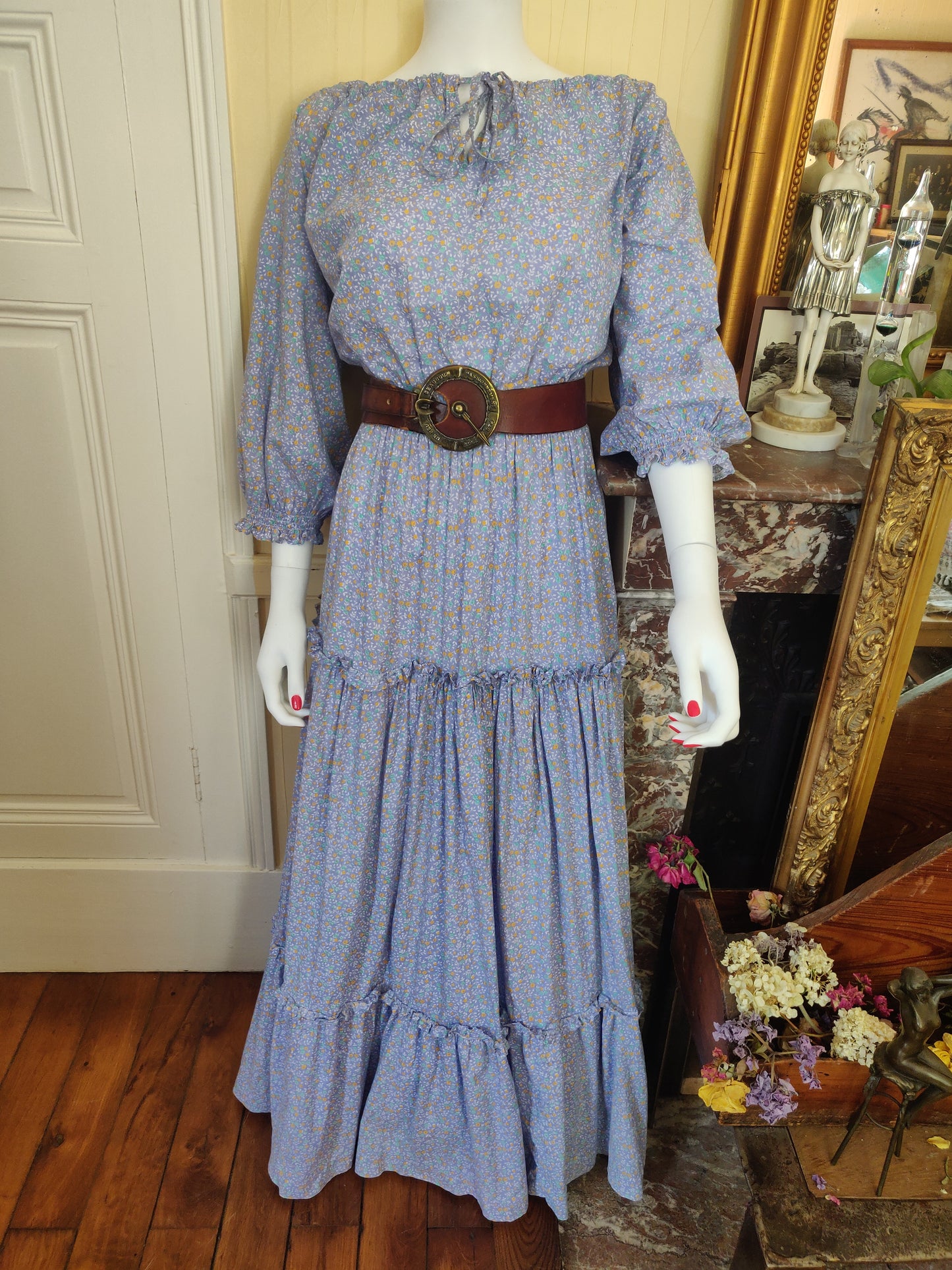 Laura Ashley Light Blue Calico Dress