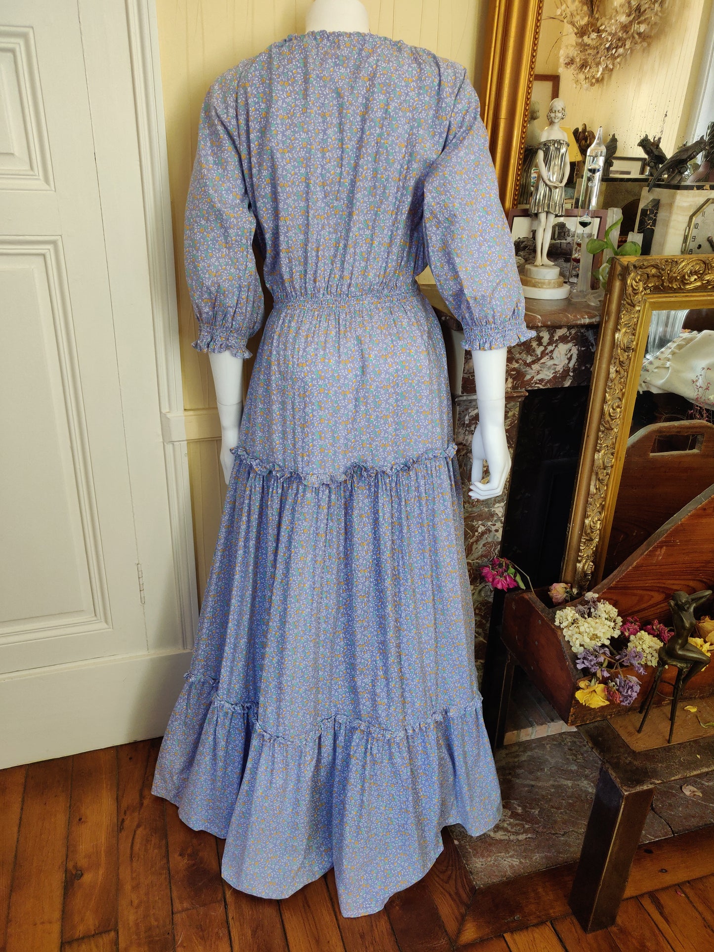 Laura Ashley Light Blue Calico Dress
