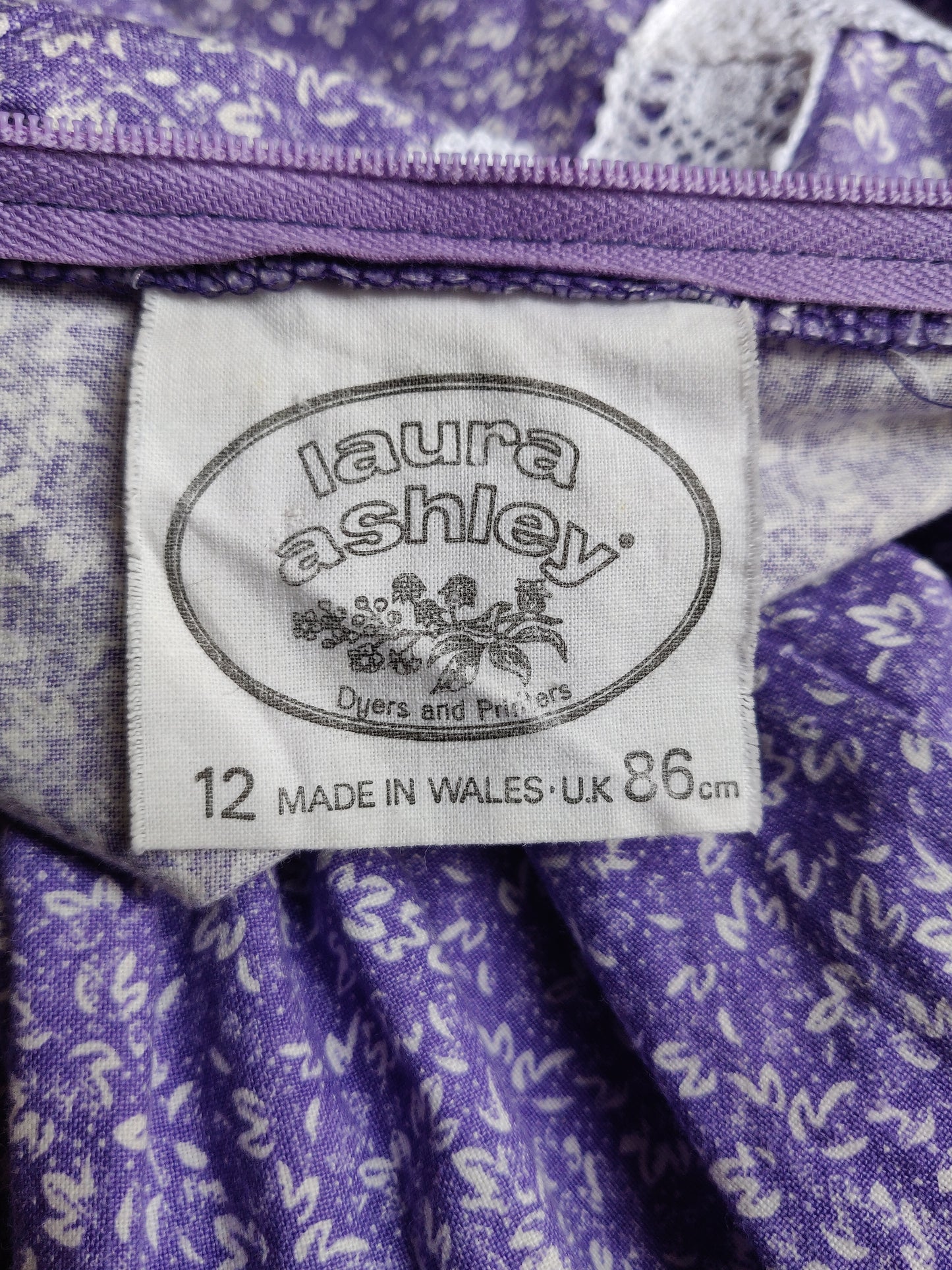 1970s Laura Ashley Periwinkle Calico Dress