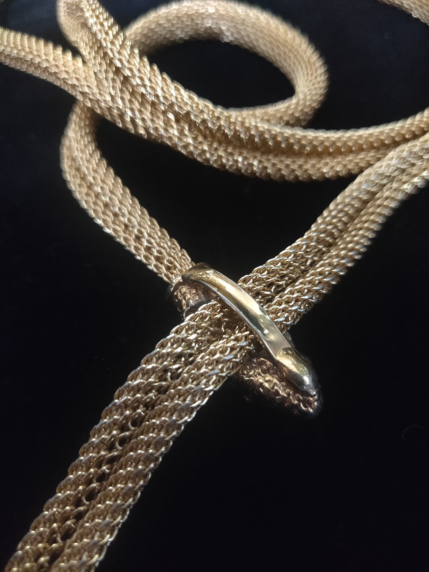 1970s Gold-tone Mesh Snake - Flatter Head