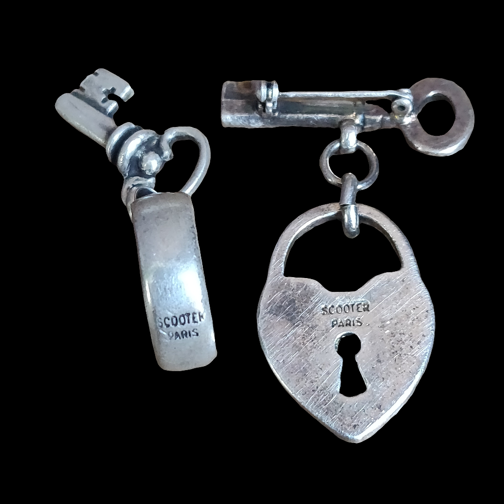 Vintage Key To My Heart Brooch and Ring Set