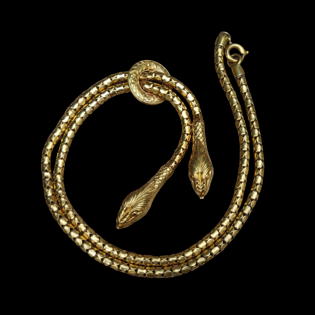Double Headed Snake Lariat Necklace