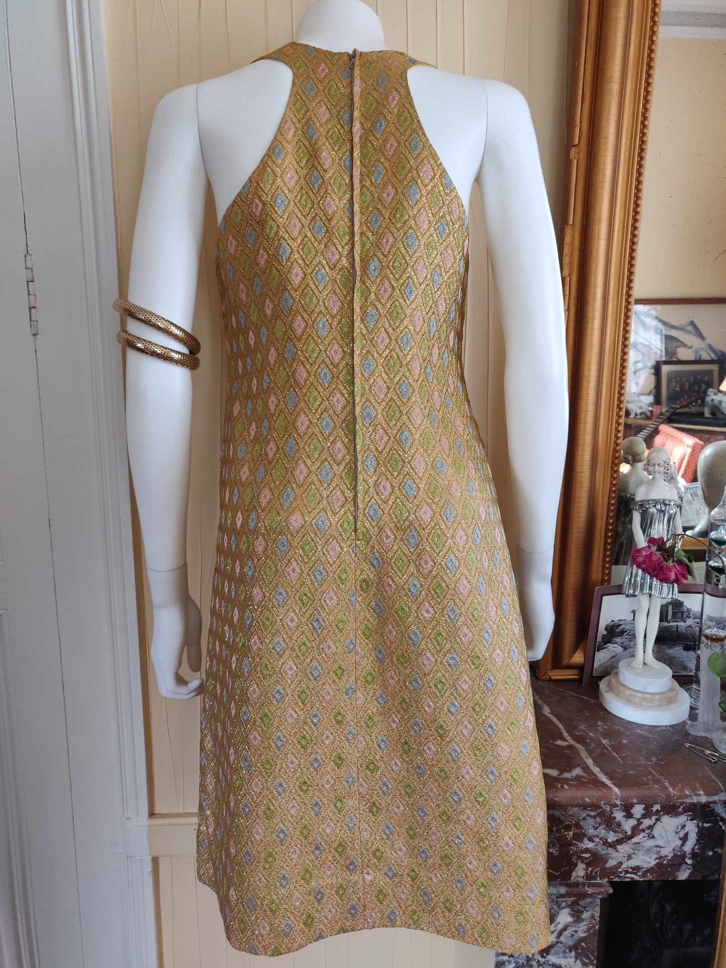 1960s Anik Robelin Sparkling Lurex Brocade Dress