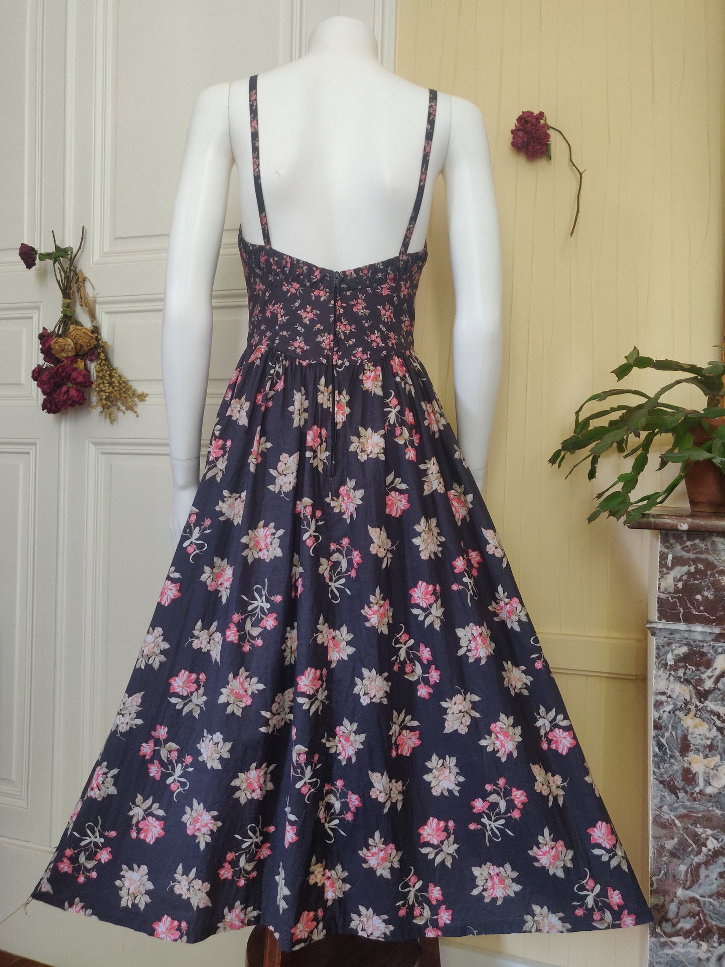 1980s Laura Ashley Sweetheart Ruffles Dress