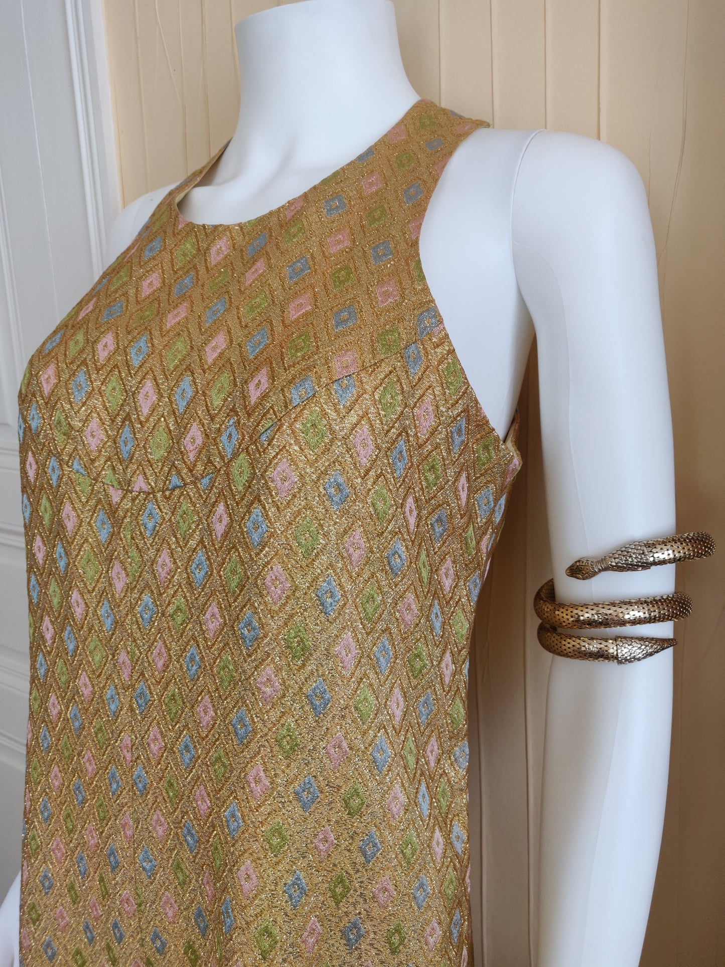 1960s Anik Robelin Sparkling Lurex Brocade Dress