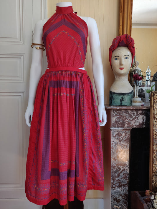 Exceptional 1970s Souleiado Dress and Scarf