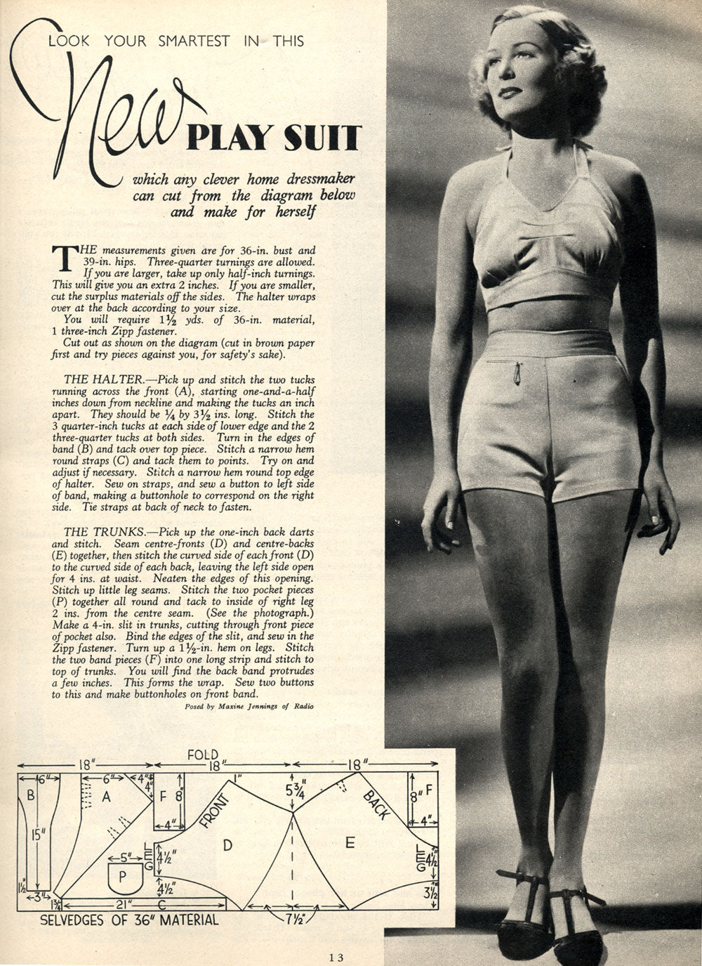 1940s / 50s-style Handmade 2-Piece Playsuit