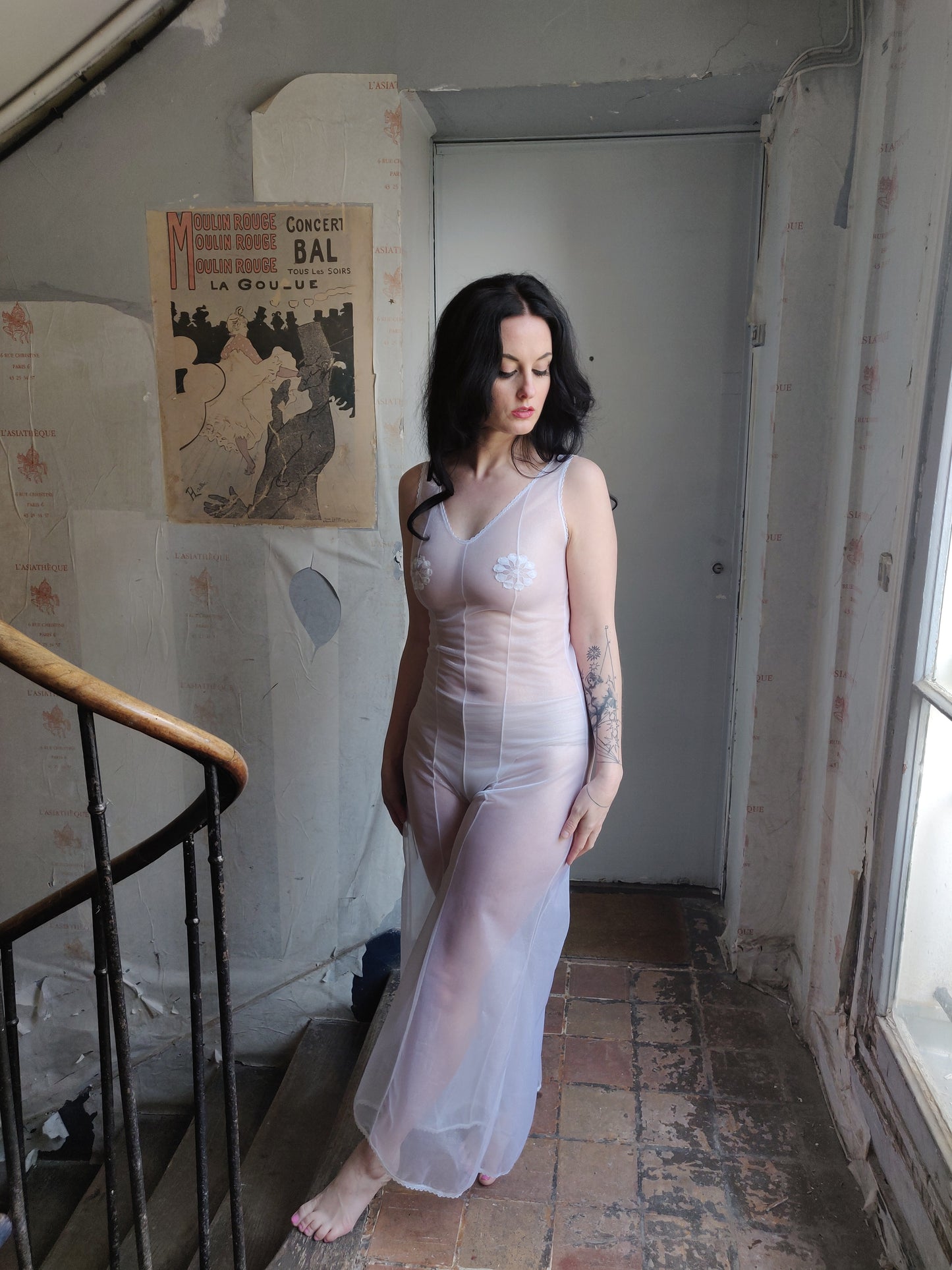 1960s Sheer Palazzo Jumpsuit