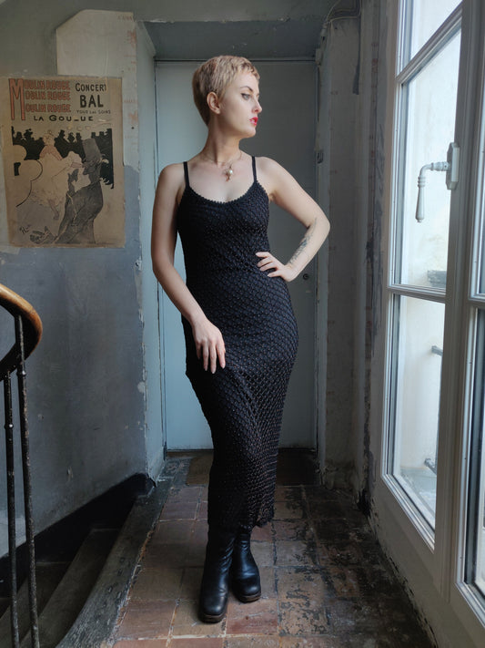 1990s Betsey Johnson Beaded Net Dress