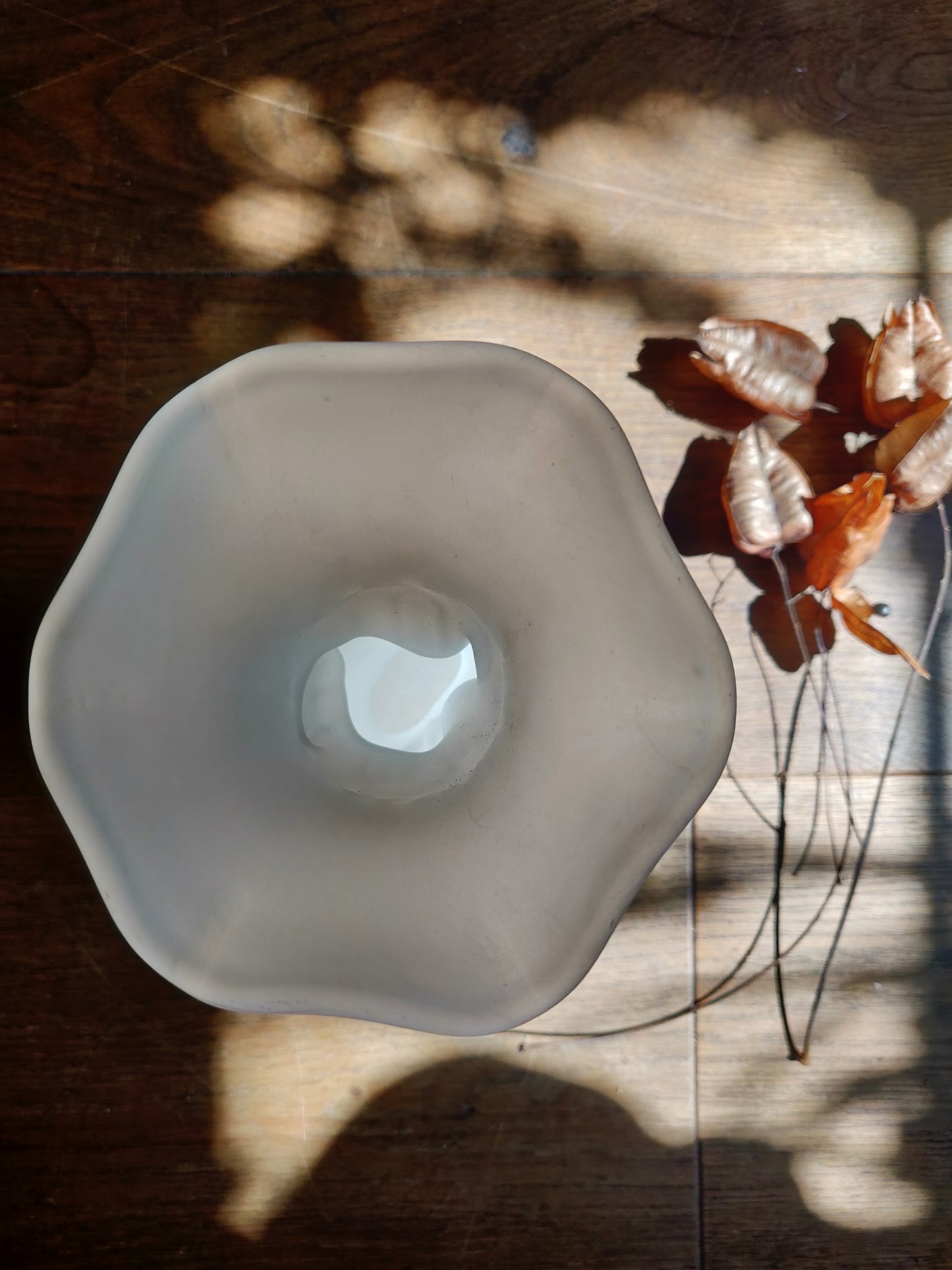 Art Nouveau / Déco-era Frosted Glass Hand & Cornucopia Vase