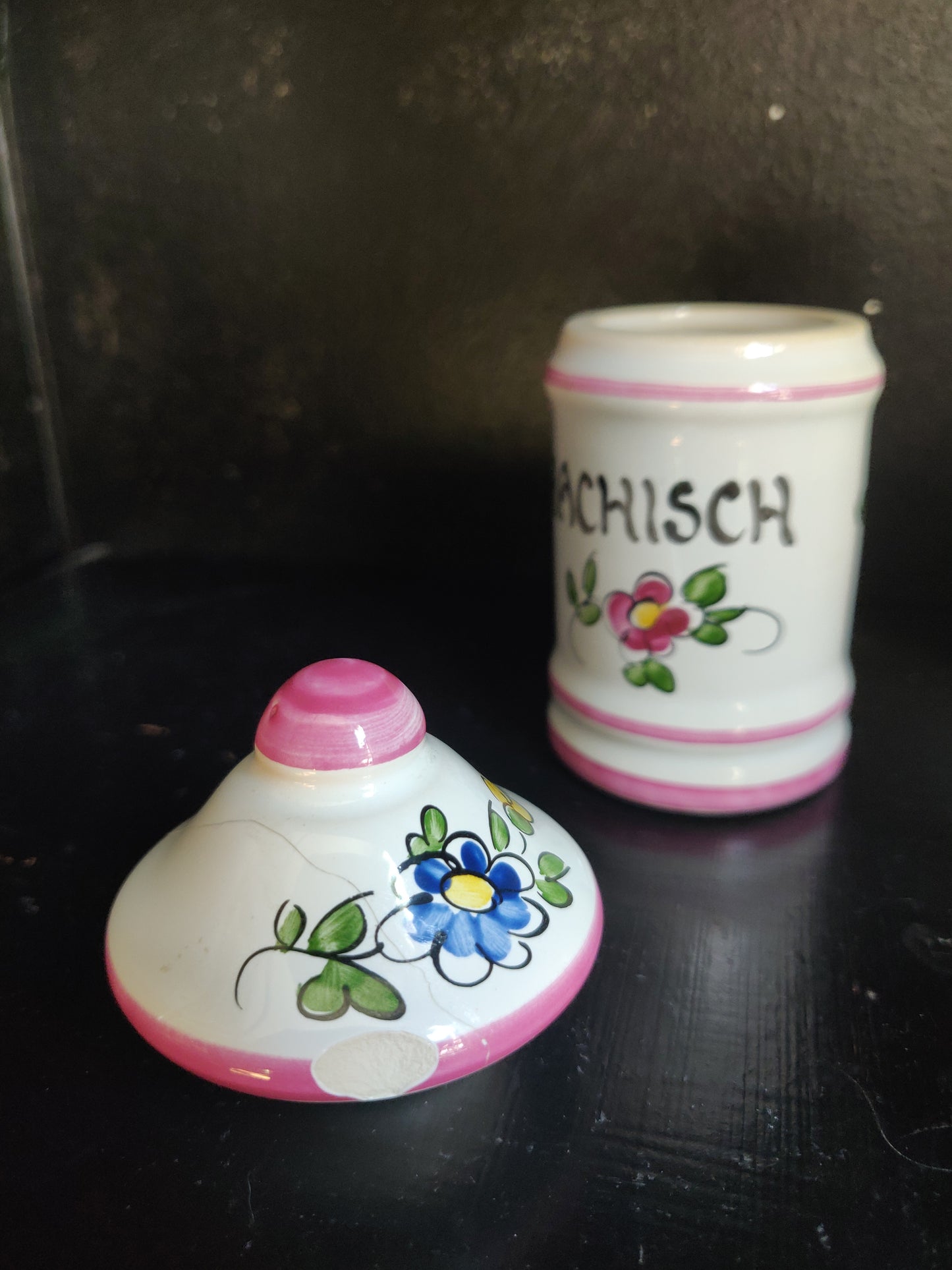 1950s French Mini Apothecary Jars - Hachisch, Arsenic, Cocaïne, Opium