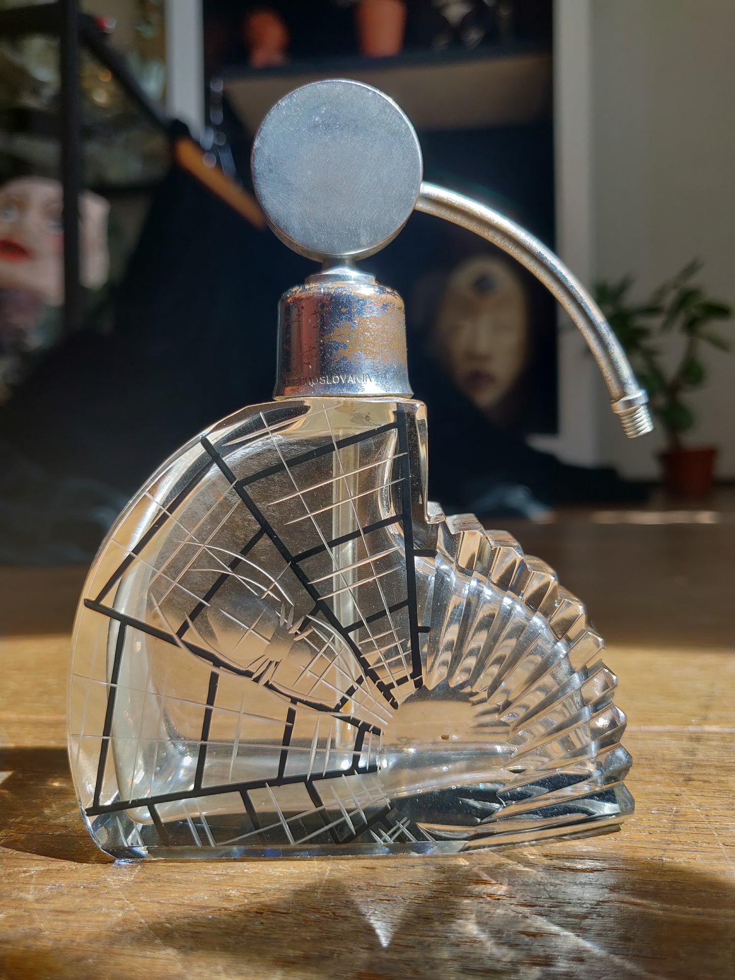 1930s Art Déco Czech Crystal Perfume Bottle