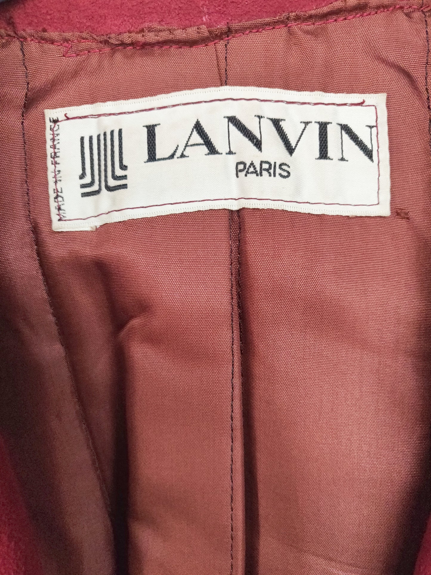 1970s Lanvin Red Leather and Suede Coat