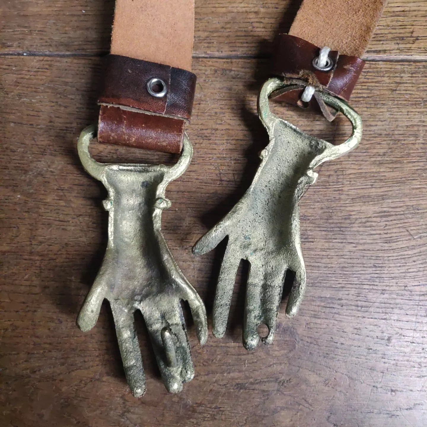 1970s Bronze Tone Victorian Revival Clasping Hands Belt