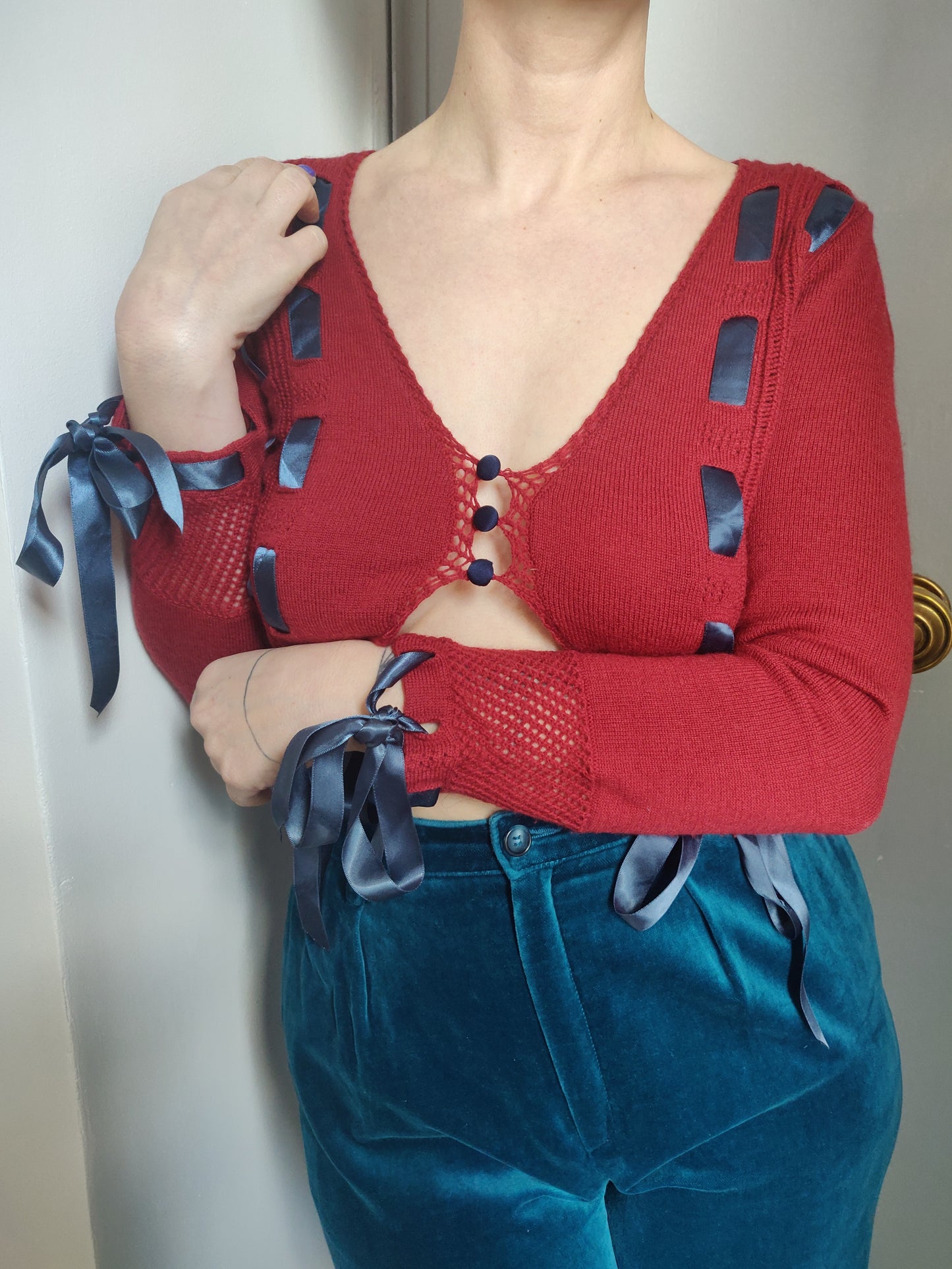 '90s Betsey Johnson Angora and Ribbons Cardigan
