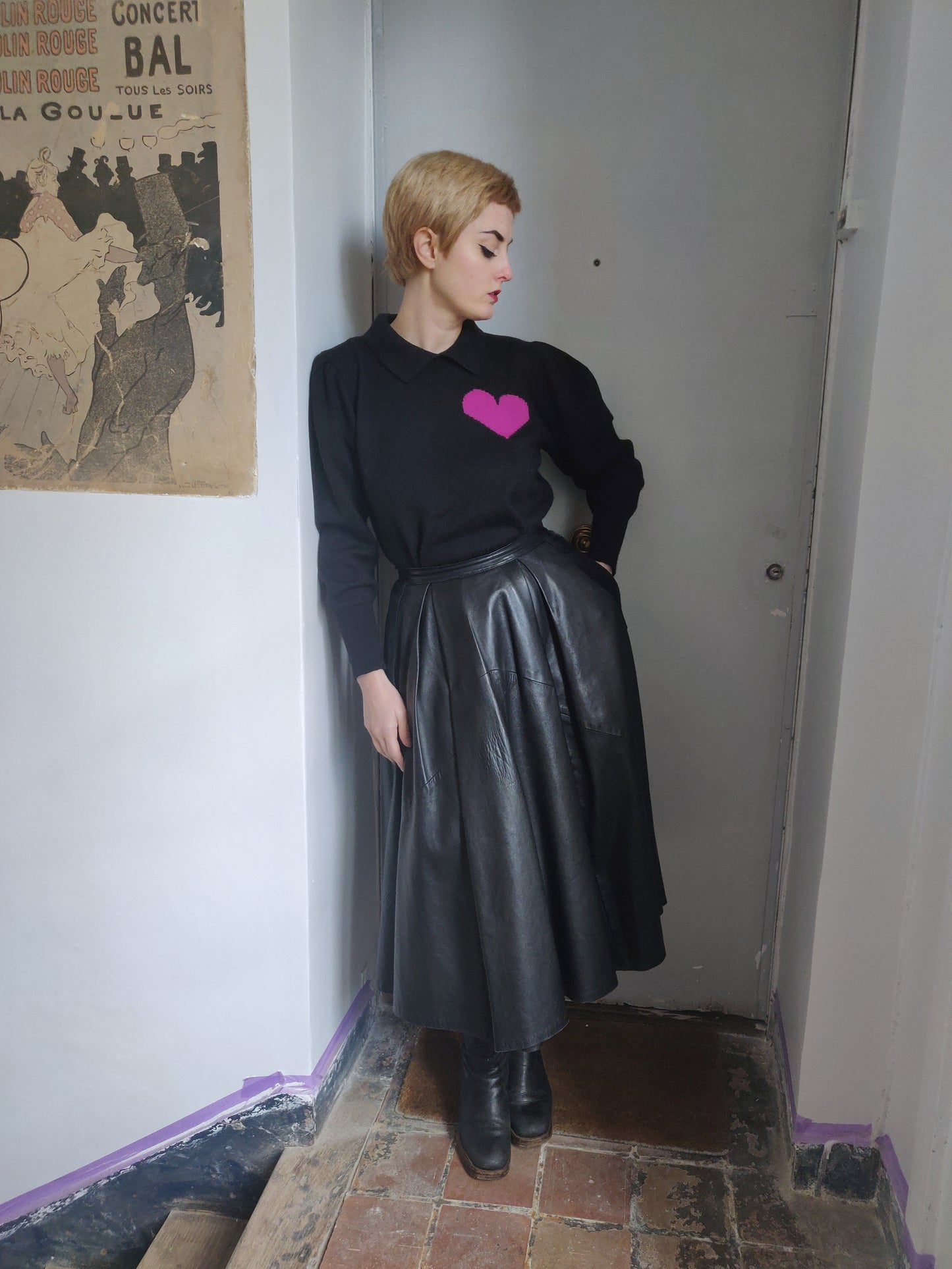 1980s Rodier Paris Heart Sweater