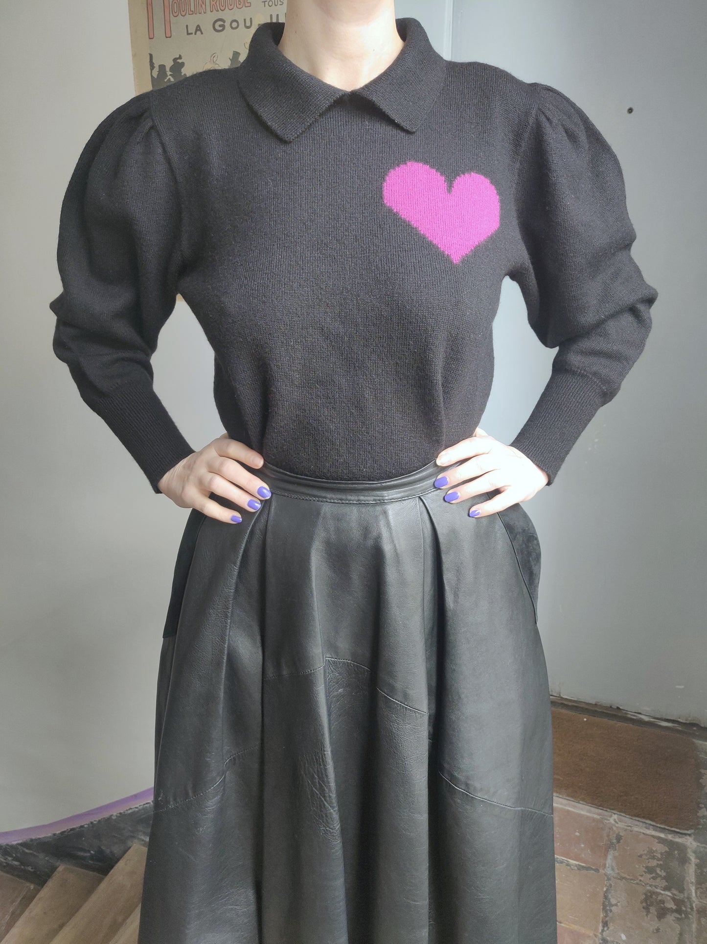 1980s Rodier Paris Heart Sweater