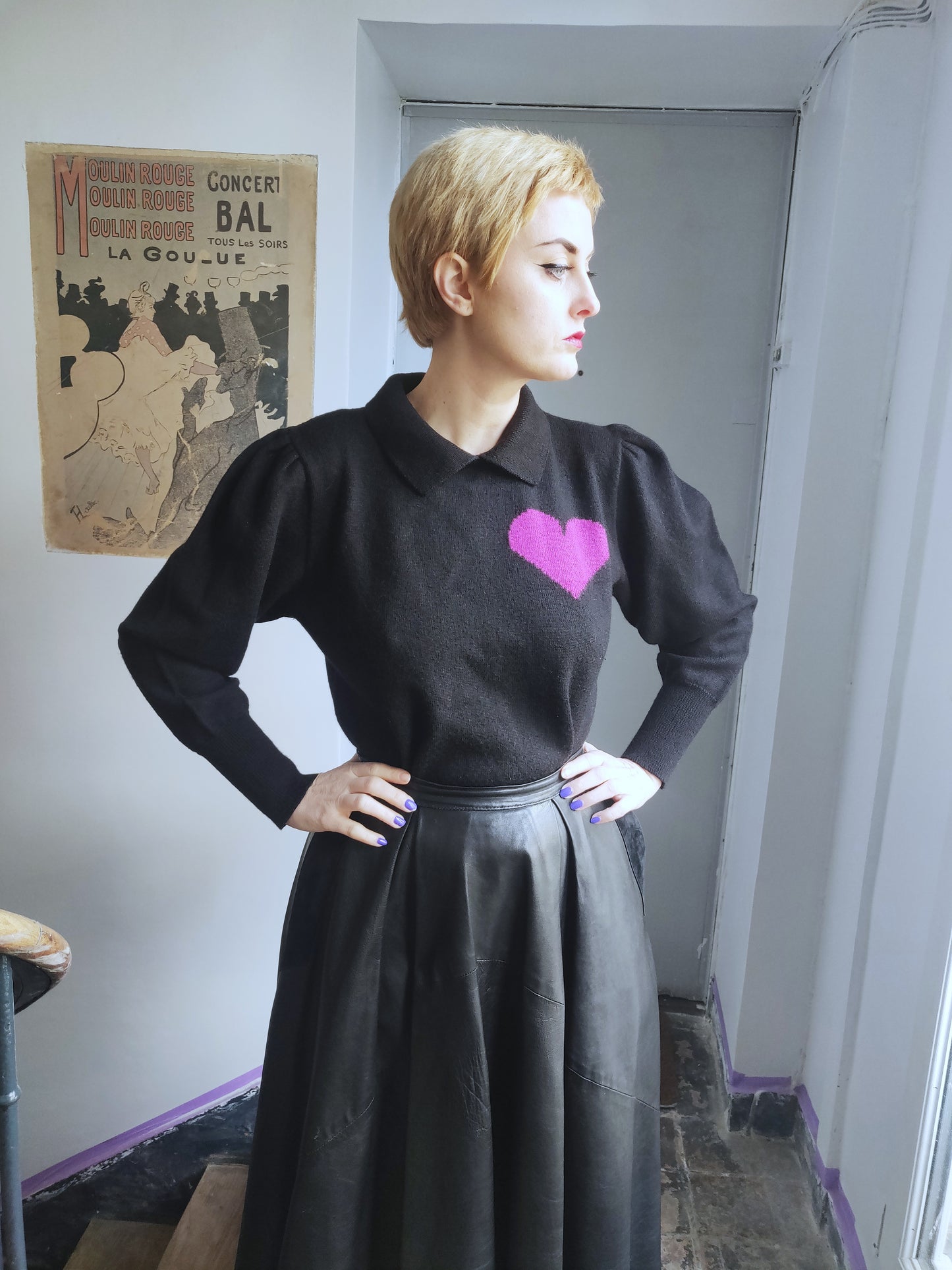1980s Rodier Paris Heart Sweater