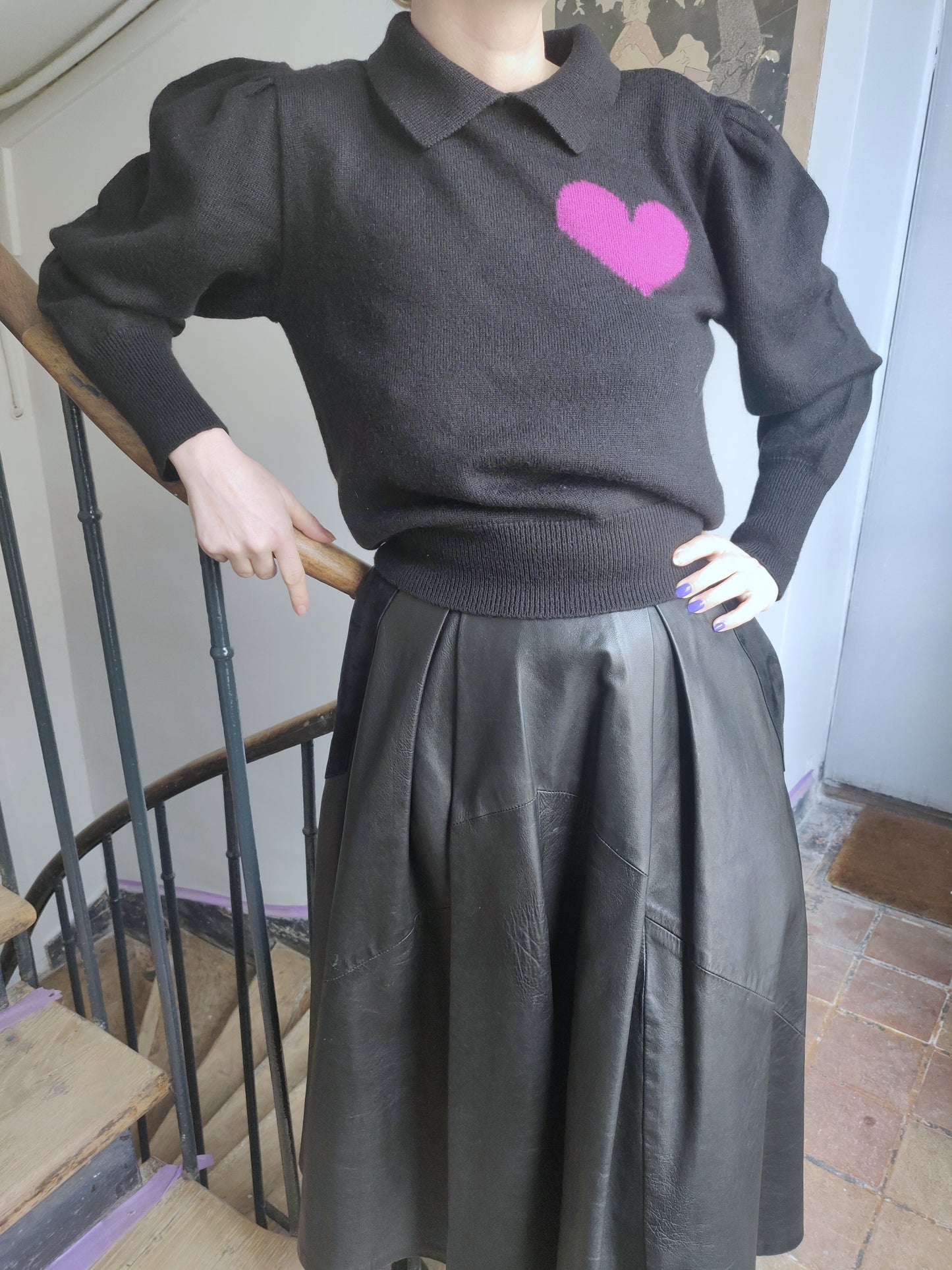 1980s Rodier Paris Heart Sweater