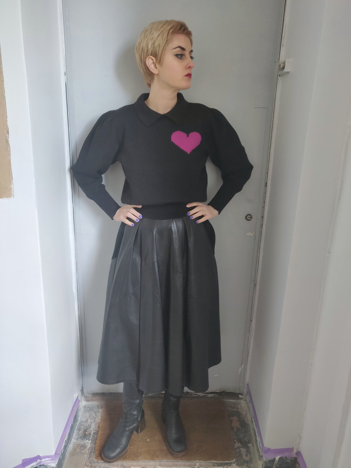 1980s Rodier Paris Heart Sweater