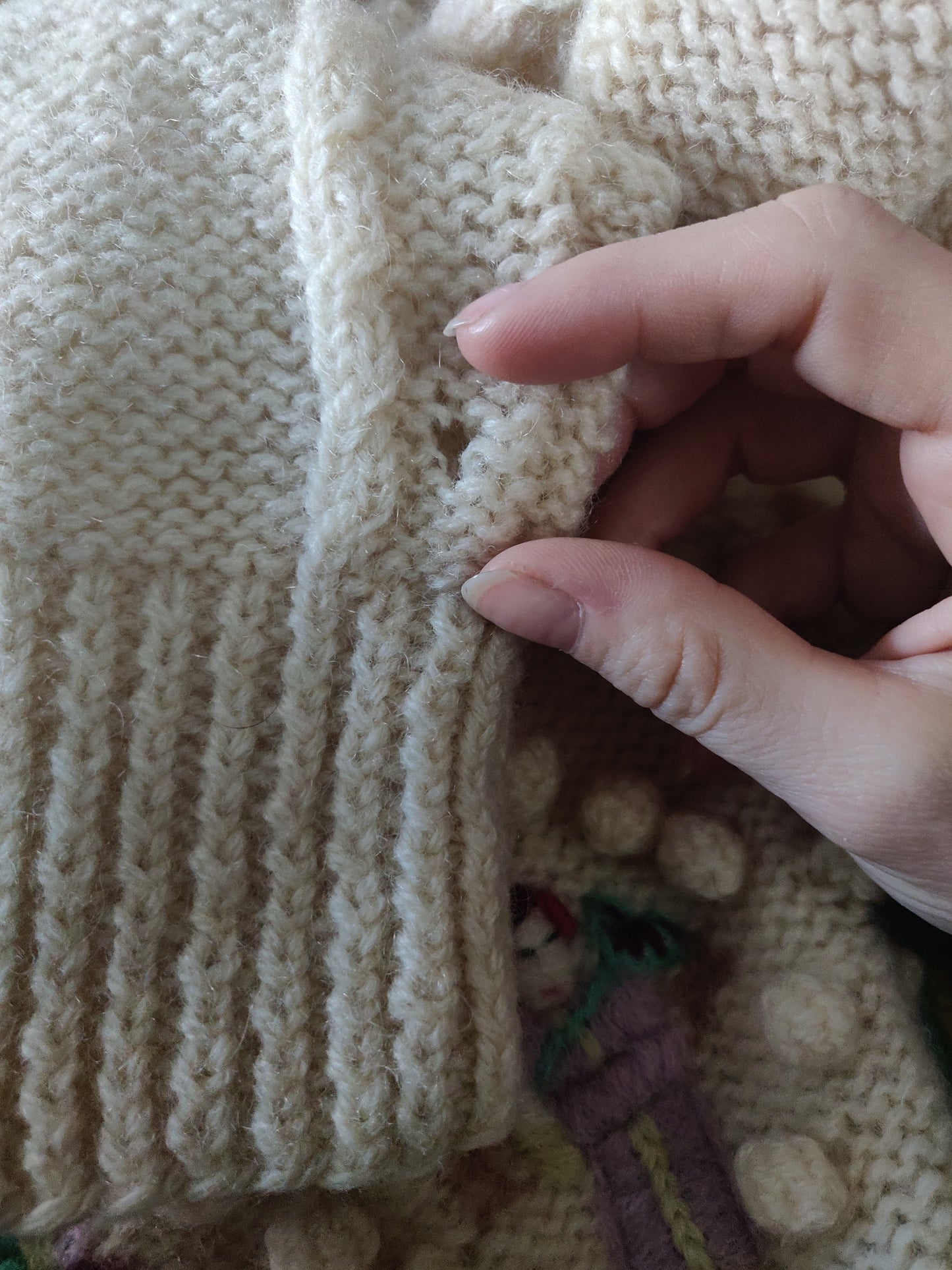 1980s Norma Kamali Folk Dolls Popcorn Sweater