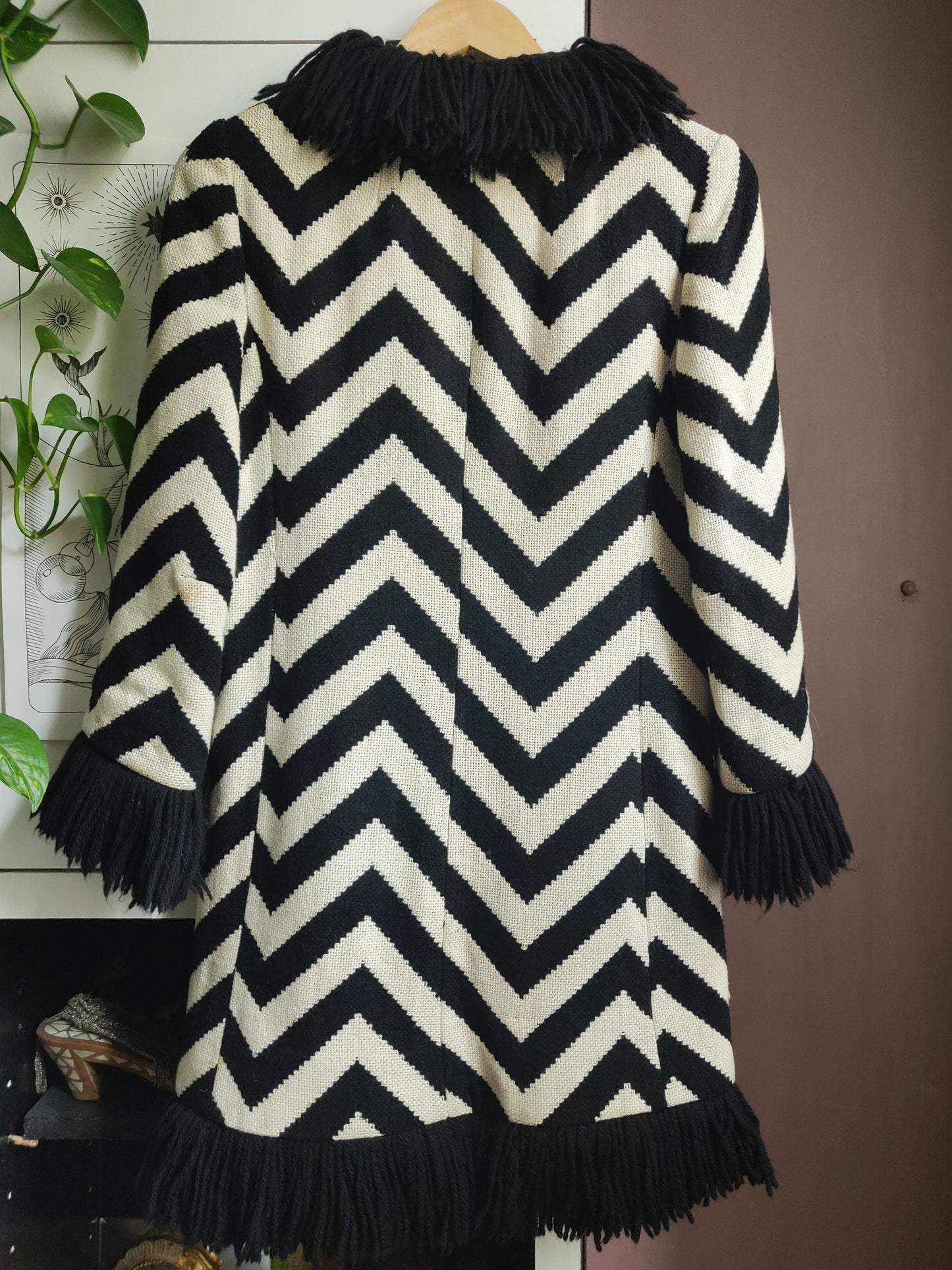 1960s Lilli Ann Chevron Fringe Coat