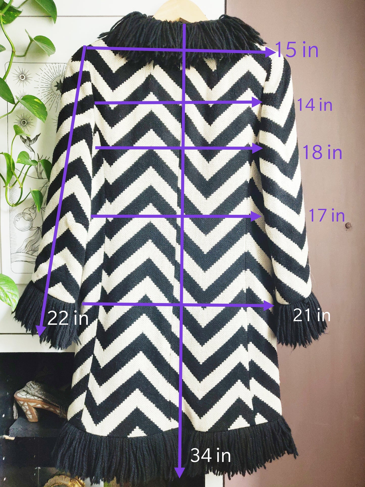 1960s Lilli Ann Chevron Fringe Coat