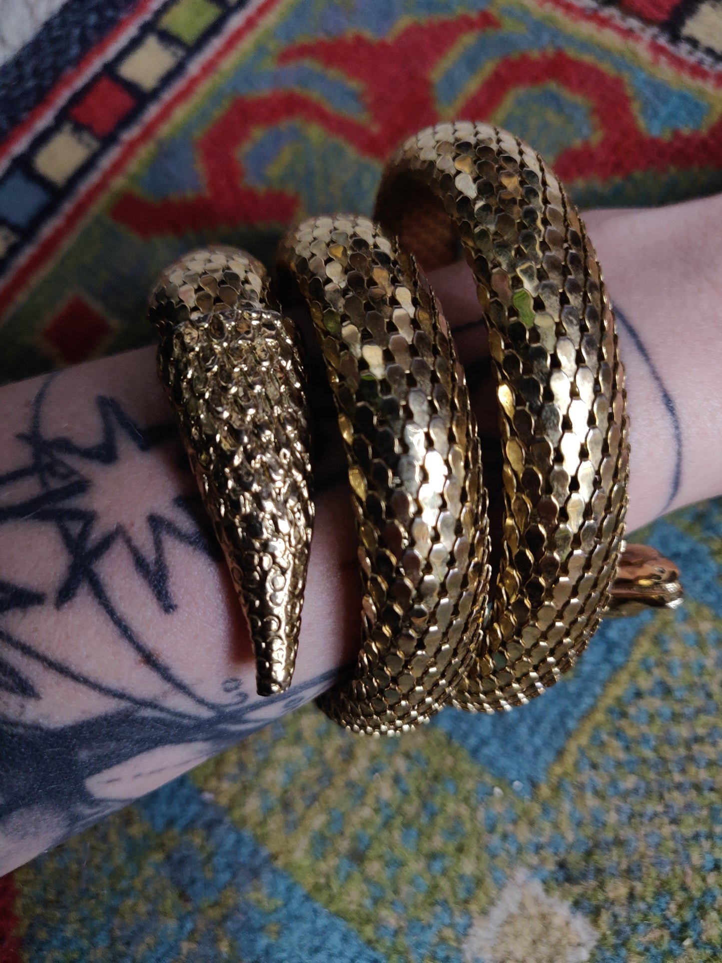 1960s Whiting & Davis Cleopatra Collection Triple Coil Mesh Bracelet