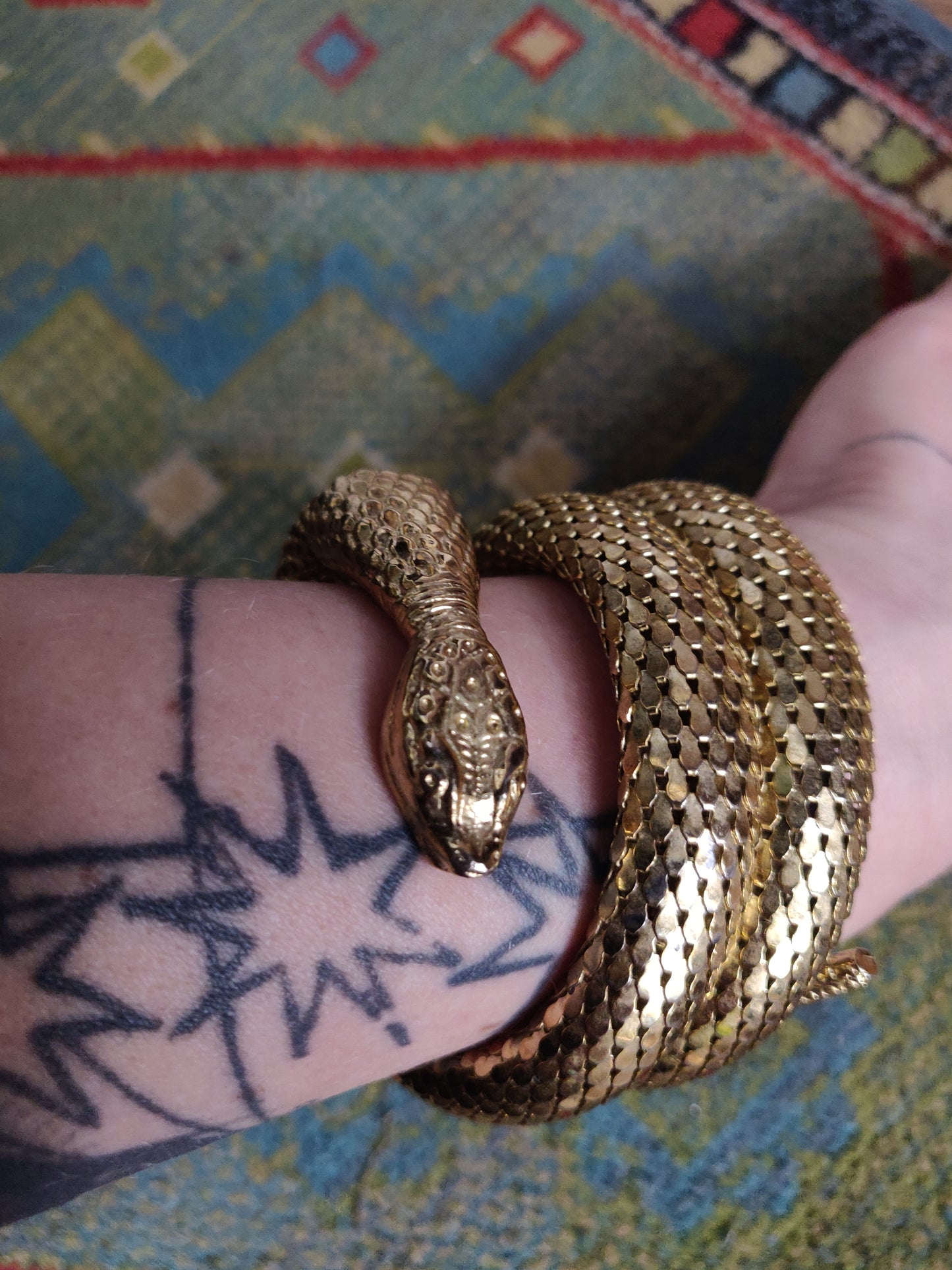 1960s Whiting & Davis Cleopatra Collection Triple Coil Mesh Bracelet