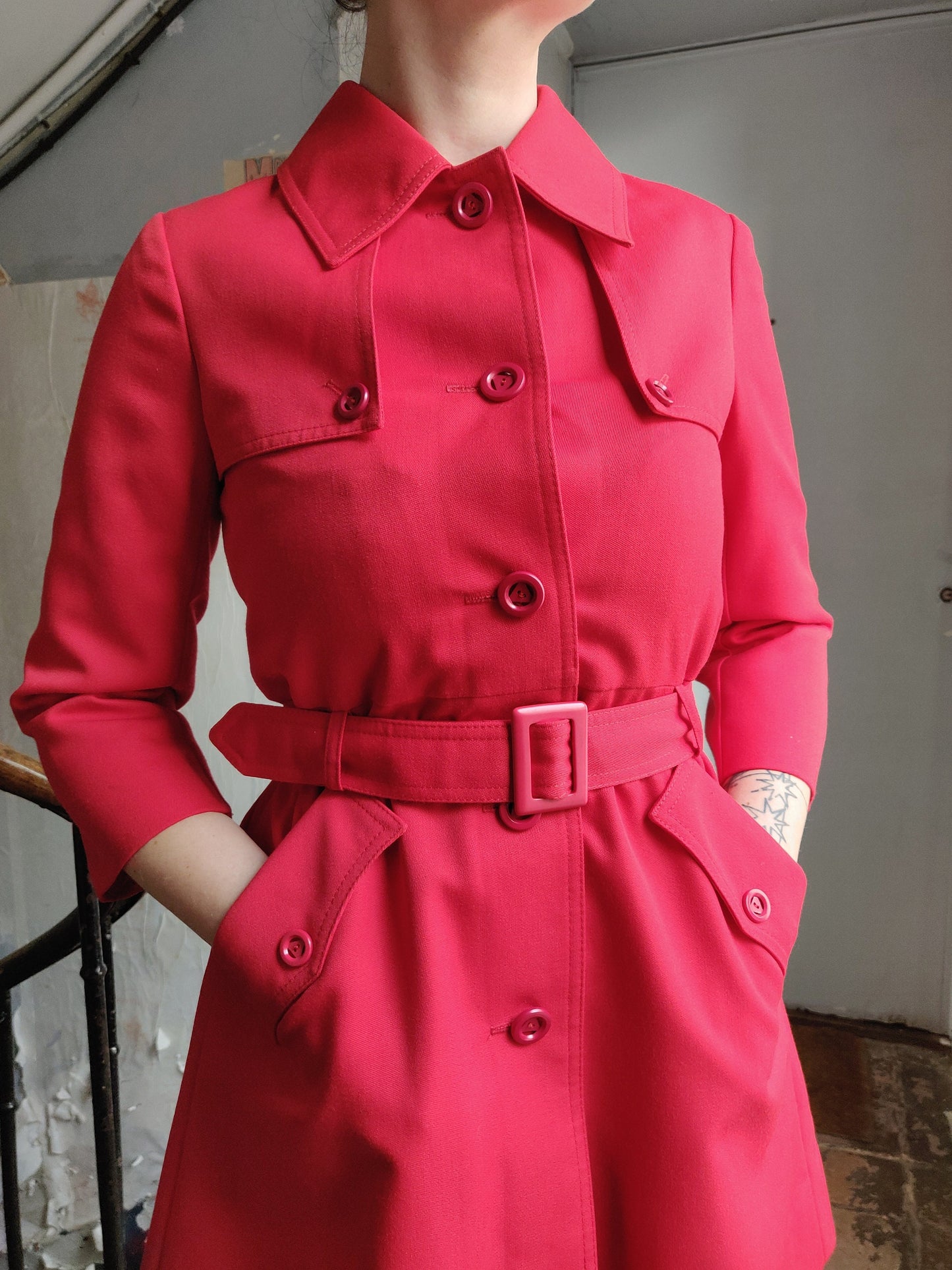 1970s Blizzand Mini Trench Gabardine Rain Coat