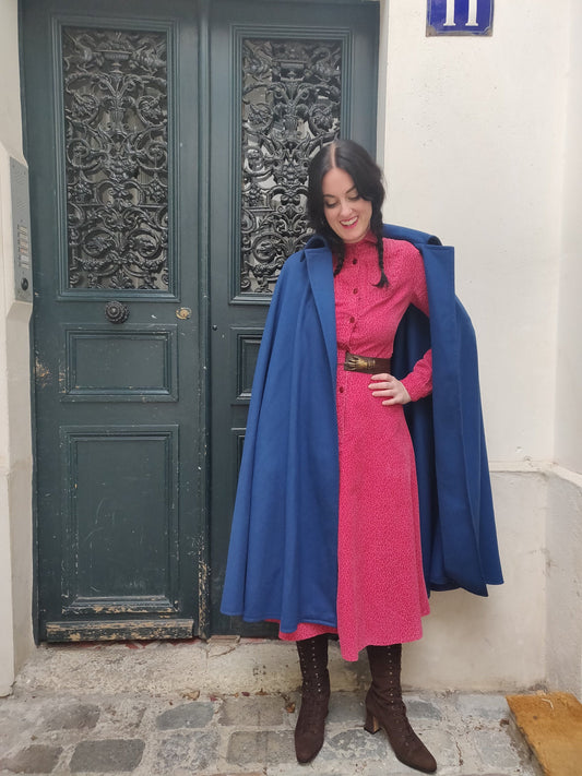 1969 / 1970 Yves Saint Laurent Blue Mohair Cape - Rare Early Label