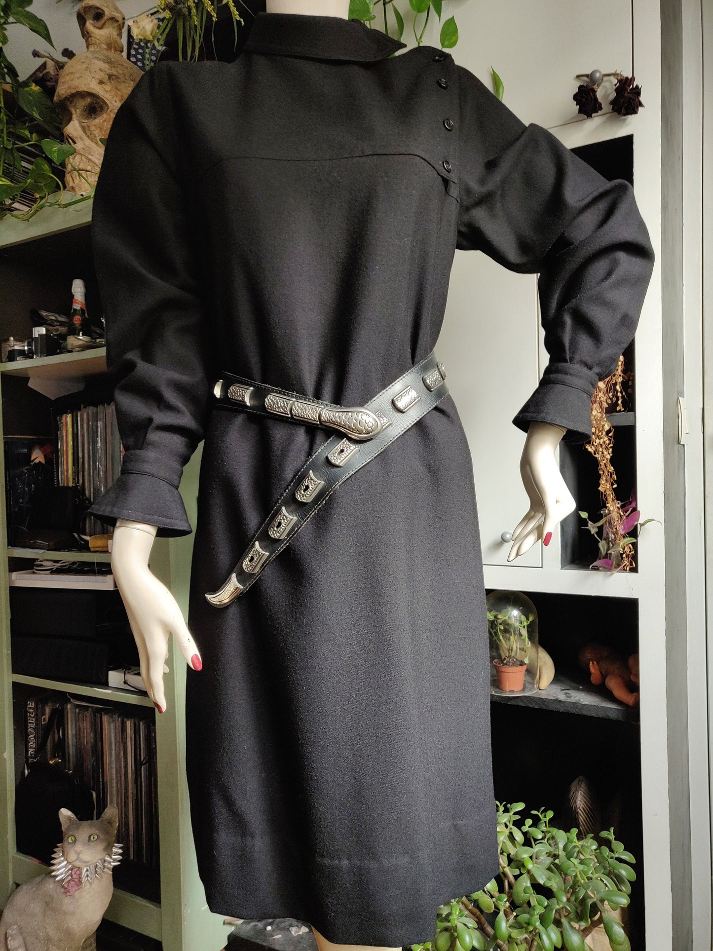 Silver Metal and Leather Snake Belt