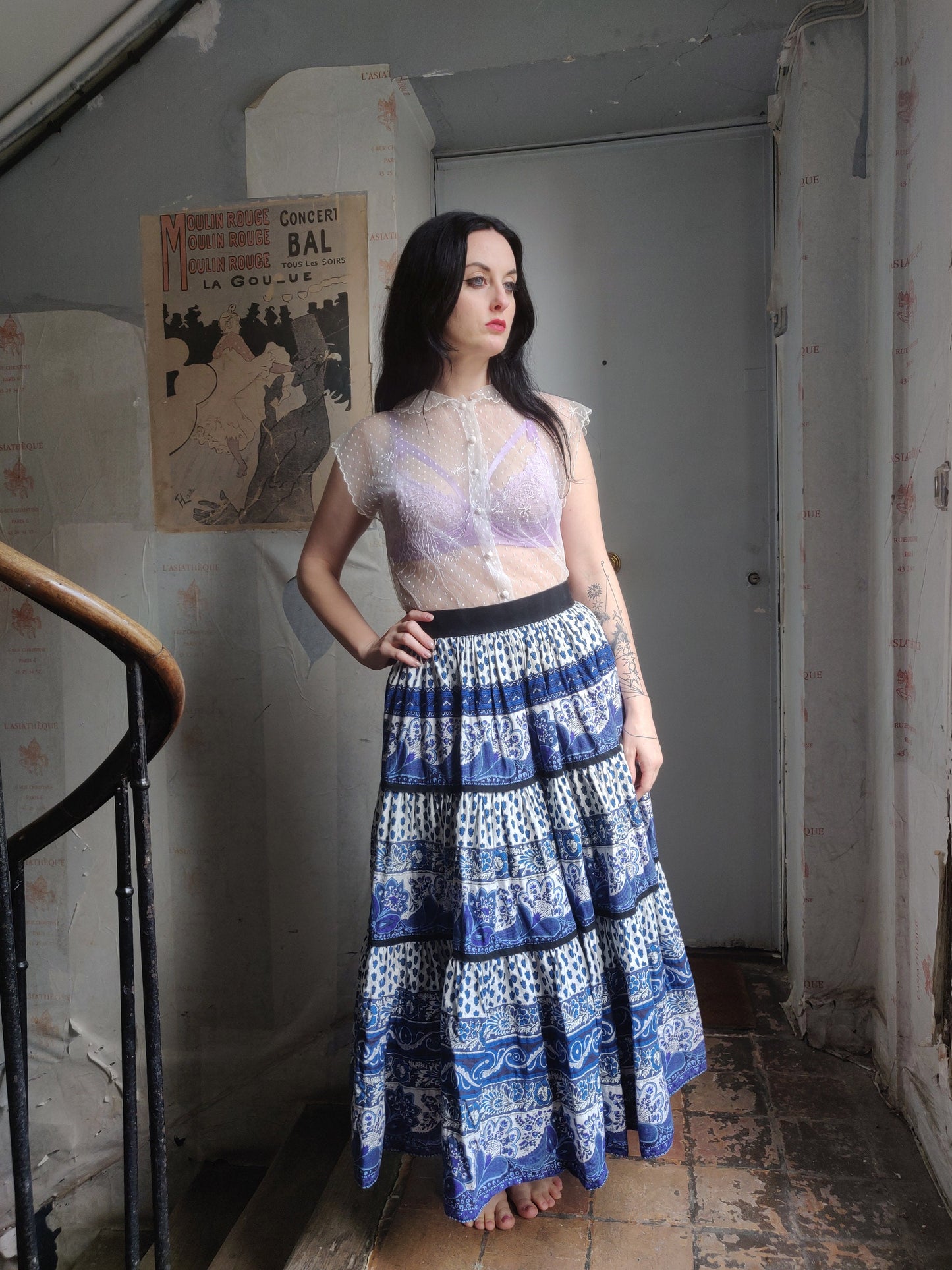 Magnificent Emmanuelle Khanh Blouse - Swiss Dots Lace - Embroidered Face