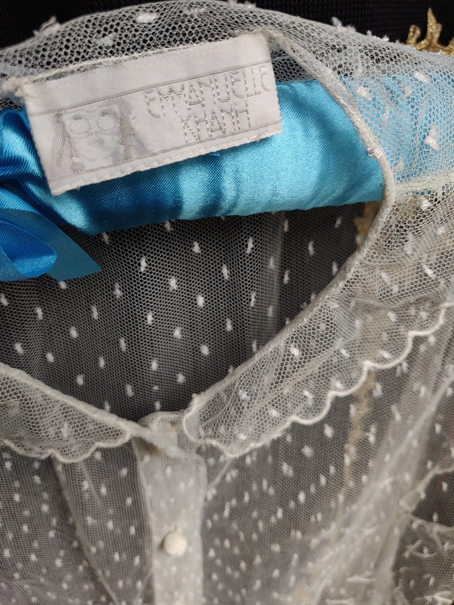 Magnificent Emmanuelle Khanh Blouse - Swiss Dots Lace - Embroidered Face