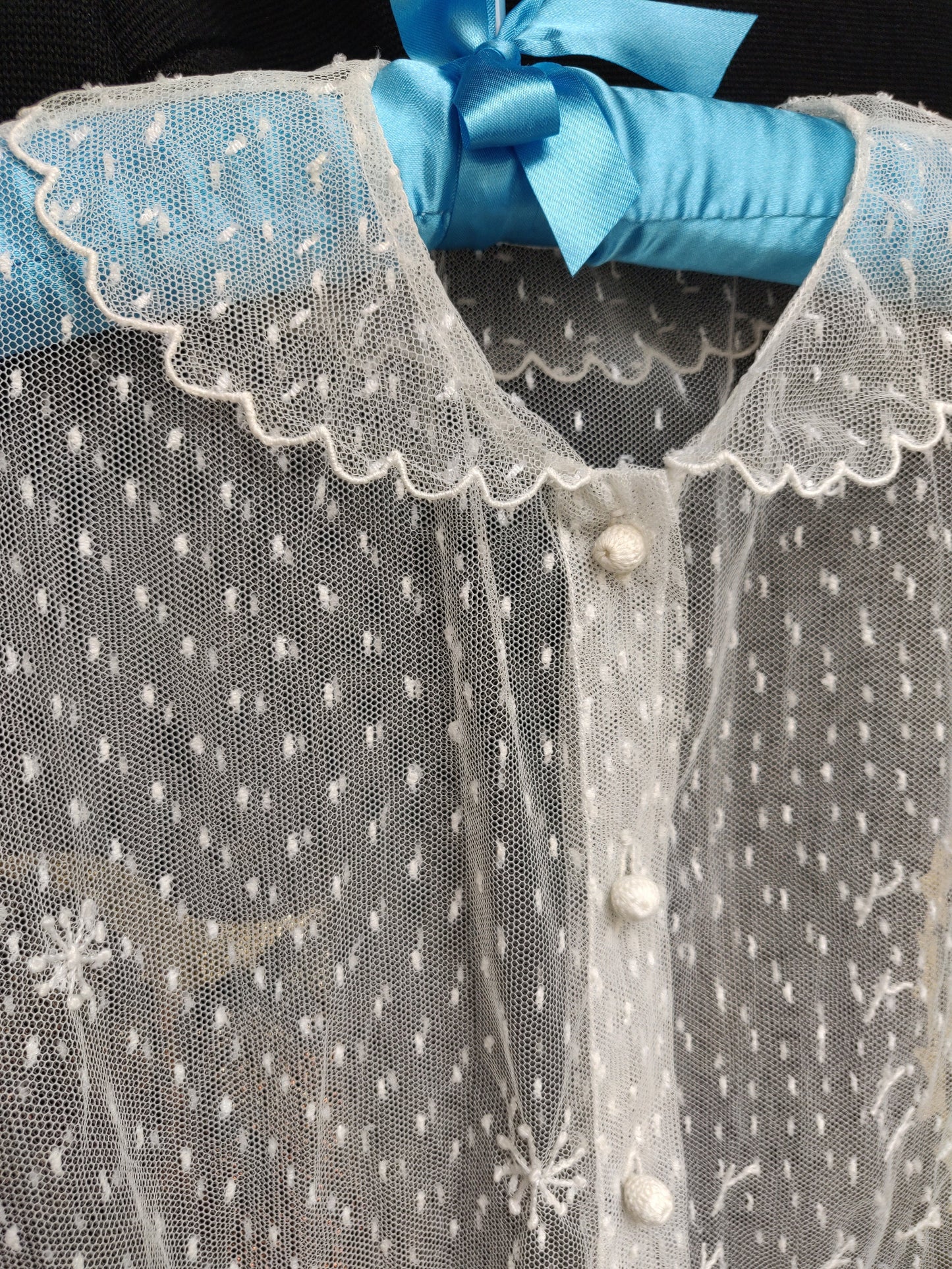 Magnificent Emmanuelle Khanh Blouse - Swiss Dots Lace - Embroidered Face
