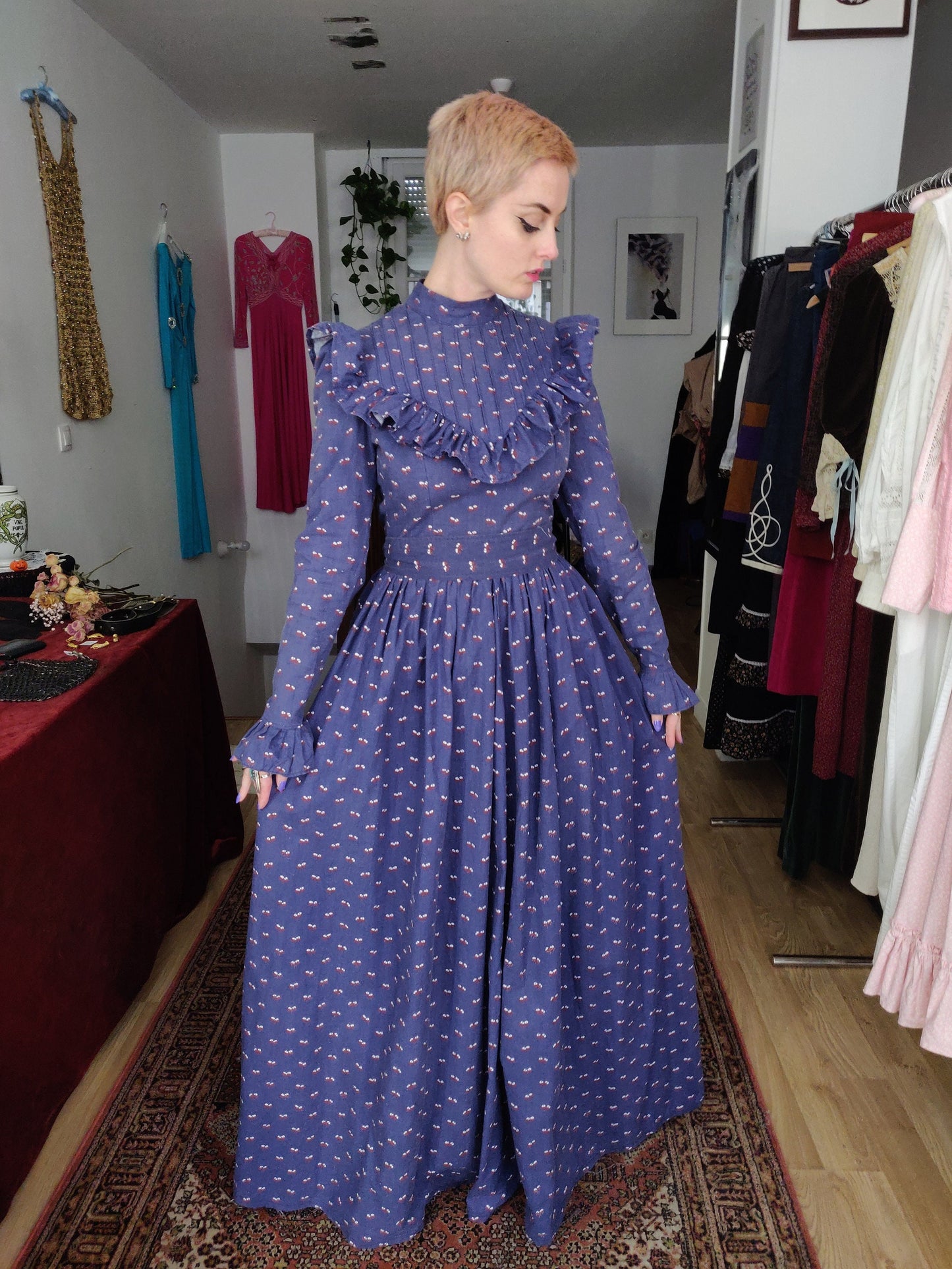 1970s Laura Ashley Little House on the Prairie Calico Dress