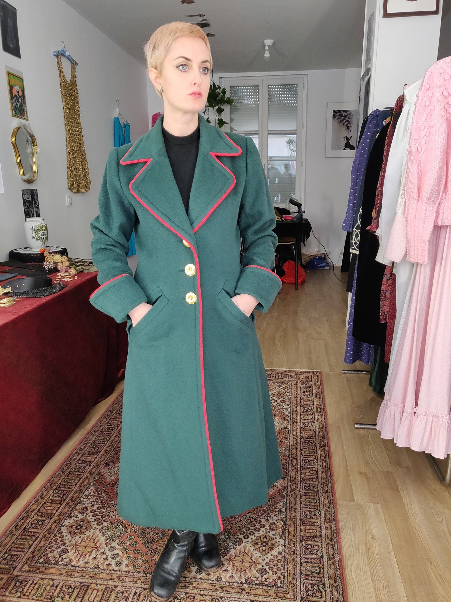 Luxurious Yves Saint Laurent Rive Gauche Military Style Coat - 1990s