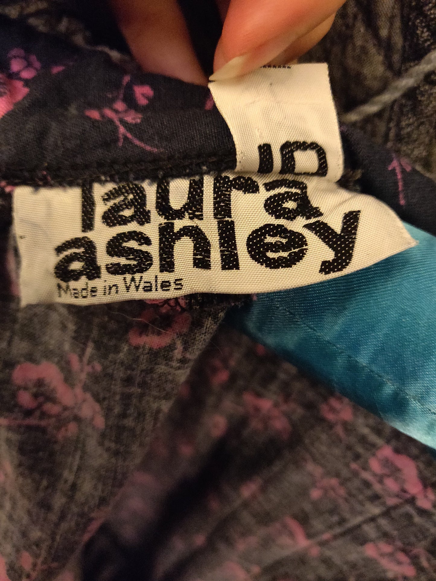 1960s Laura Ashley Dark Calico Edwardian Dress